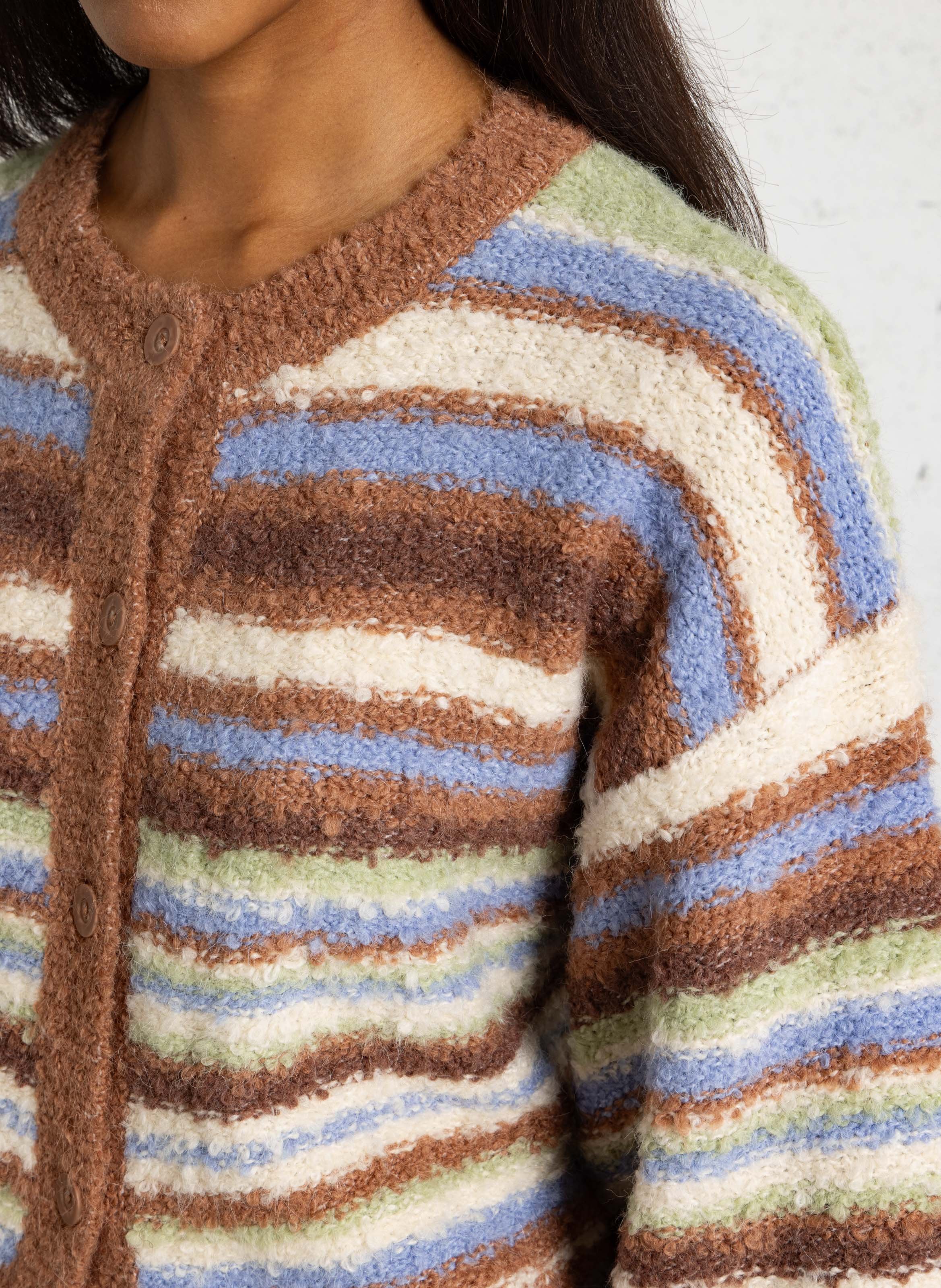 Gerader Rundhalsausschnitt gestreifter Cardigan BILLABONG Orange