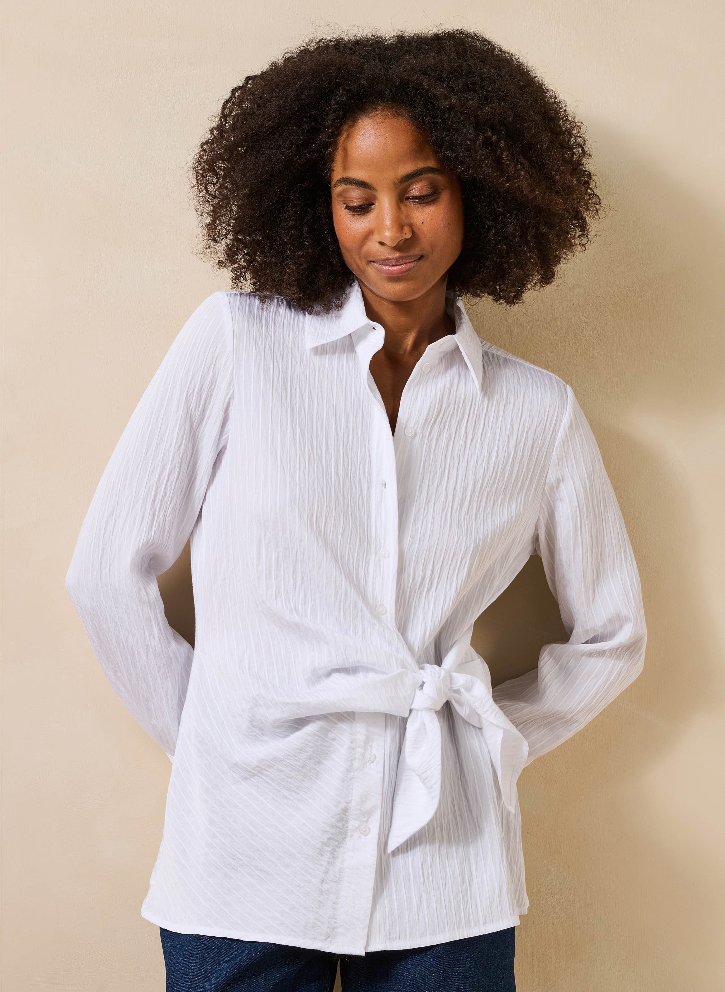 Chemise col classique à fentes LA FEE MARABOUTEE Blanc