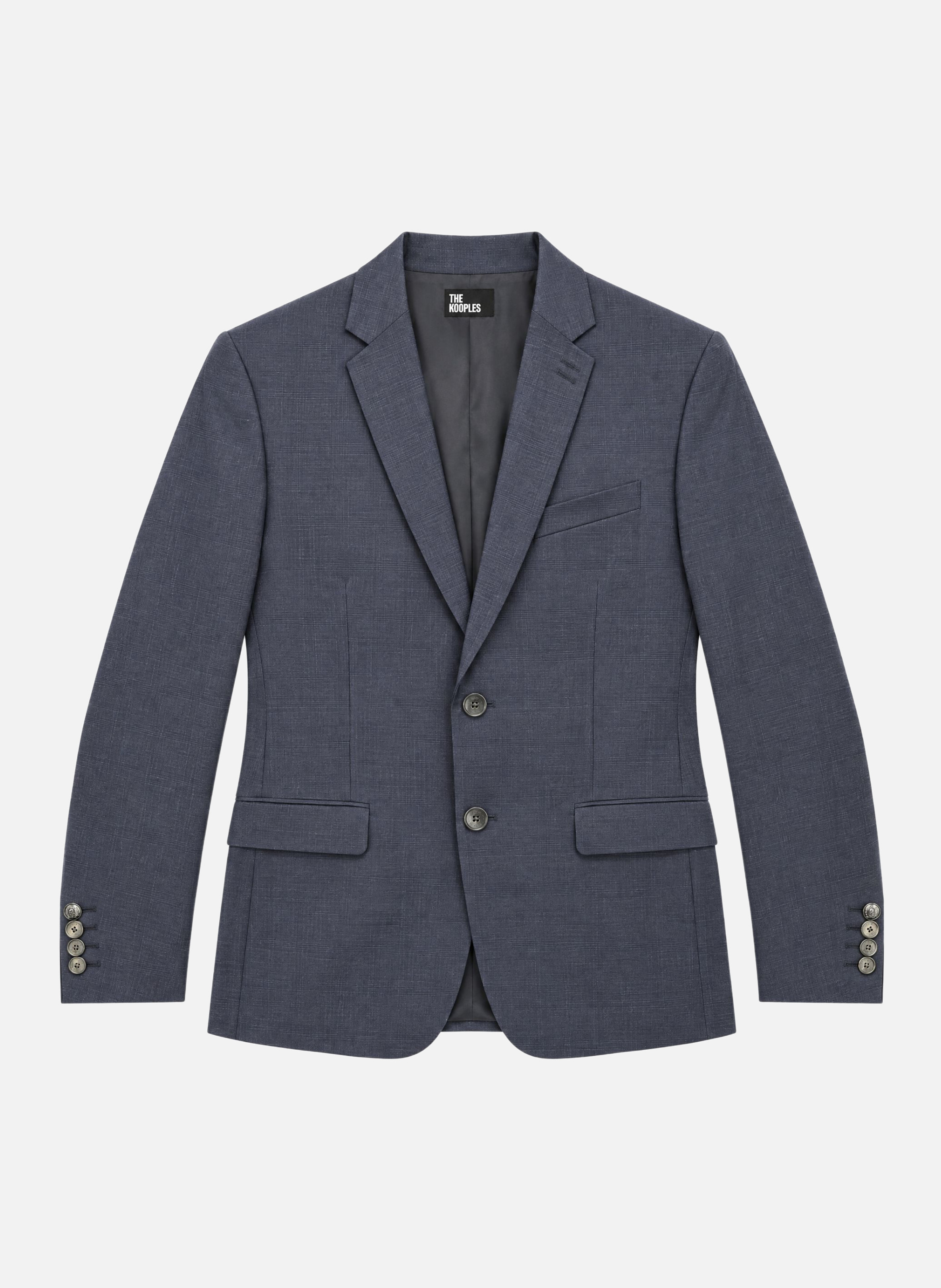 Fitted wool tartan suit jacket THE KOOPLES Blue