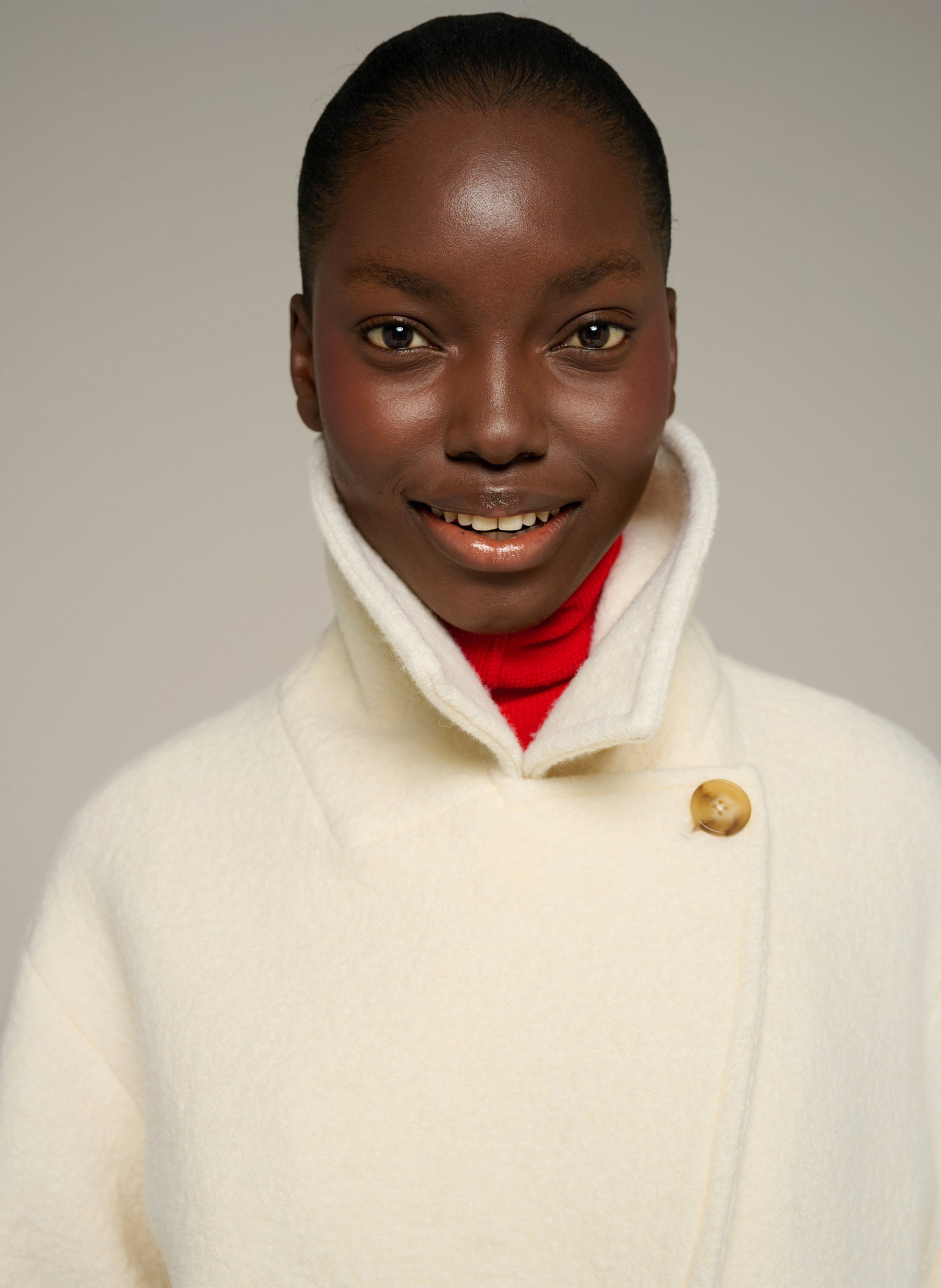 Manteau ample droit boutonné en laine COTELAC ACOTE Beige