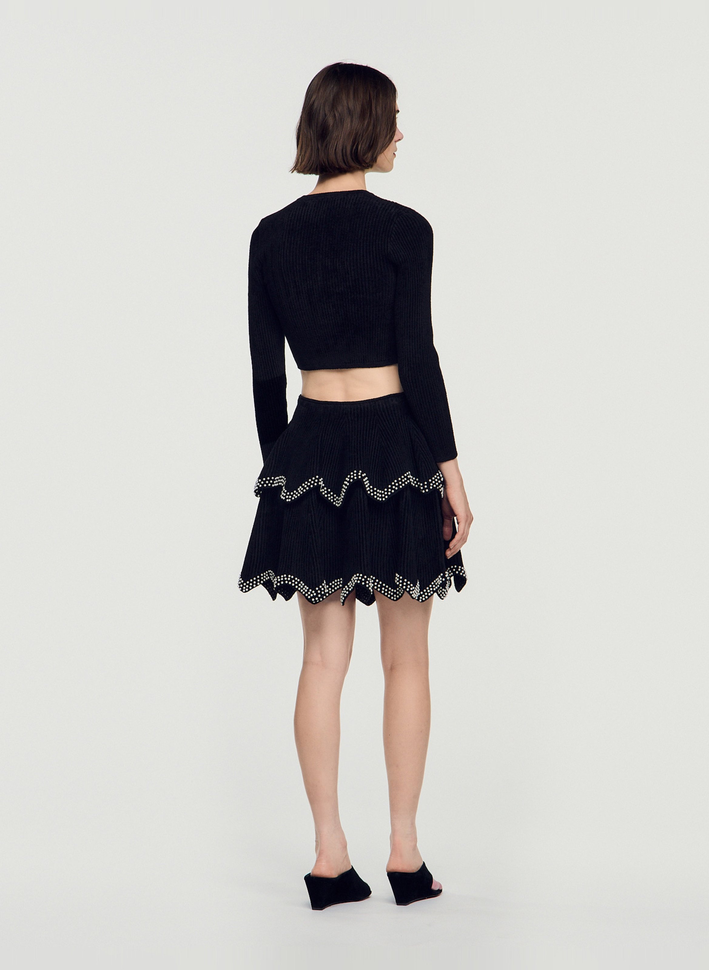 Cardigan droit col rond SANDRO Noir