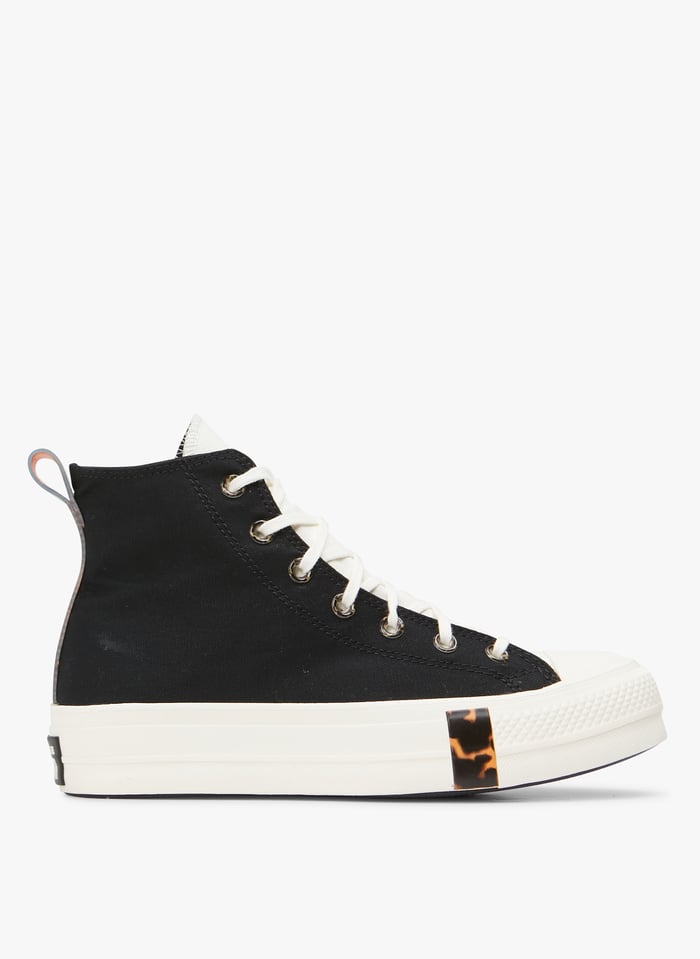 Black High top sneakers with round toe