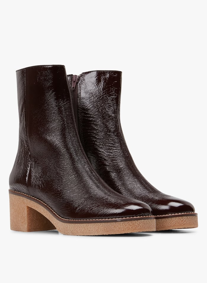 Red Leather ankle boots