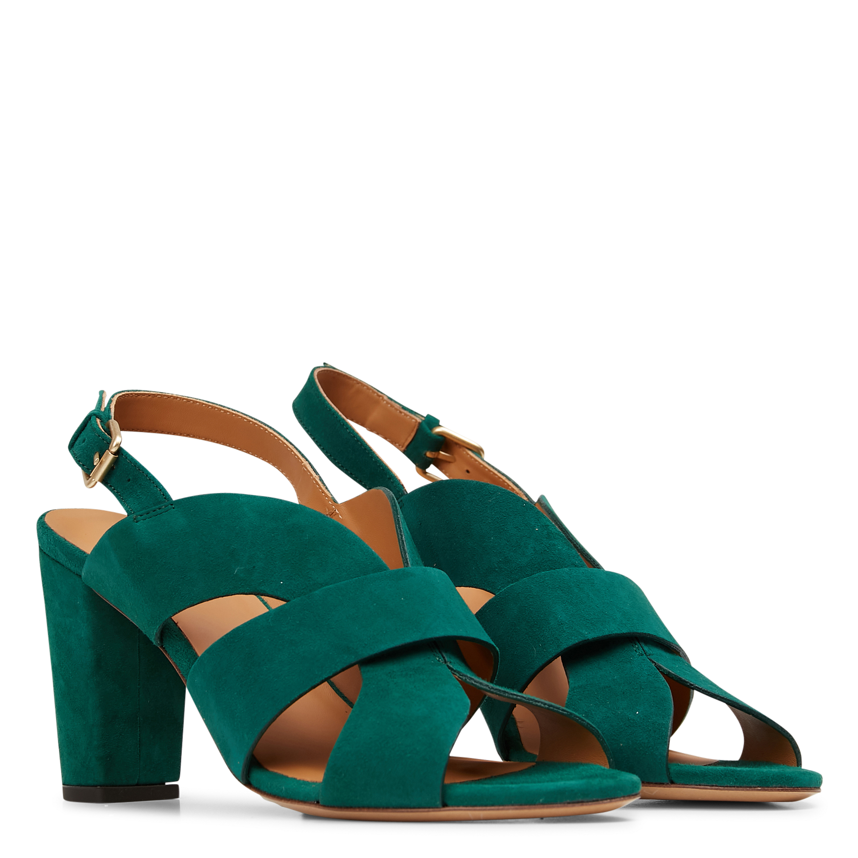 Sandaaltje van craqueléleer met hak RIVECOUR Groen