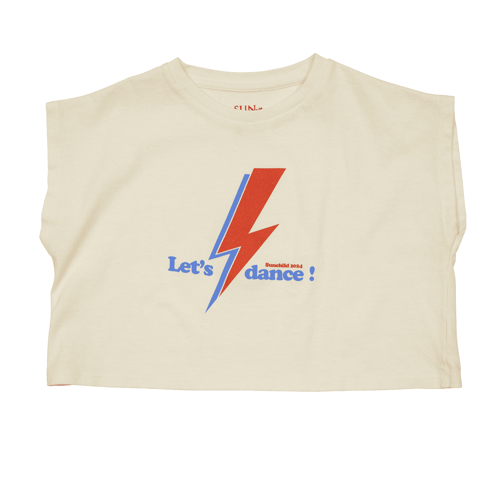 Cropped straight round-neck screen-printed cotton T-shirt SUNCHILD White