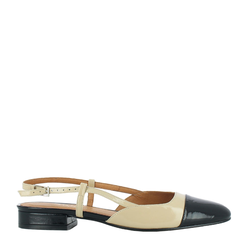 Open leather ballet pumps BeigeJONAK