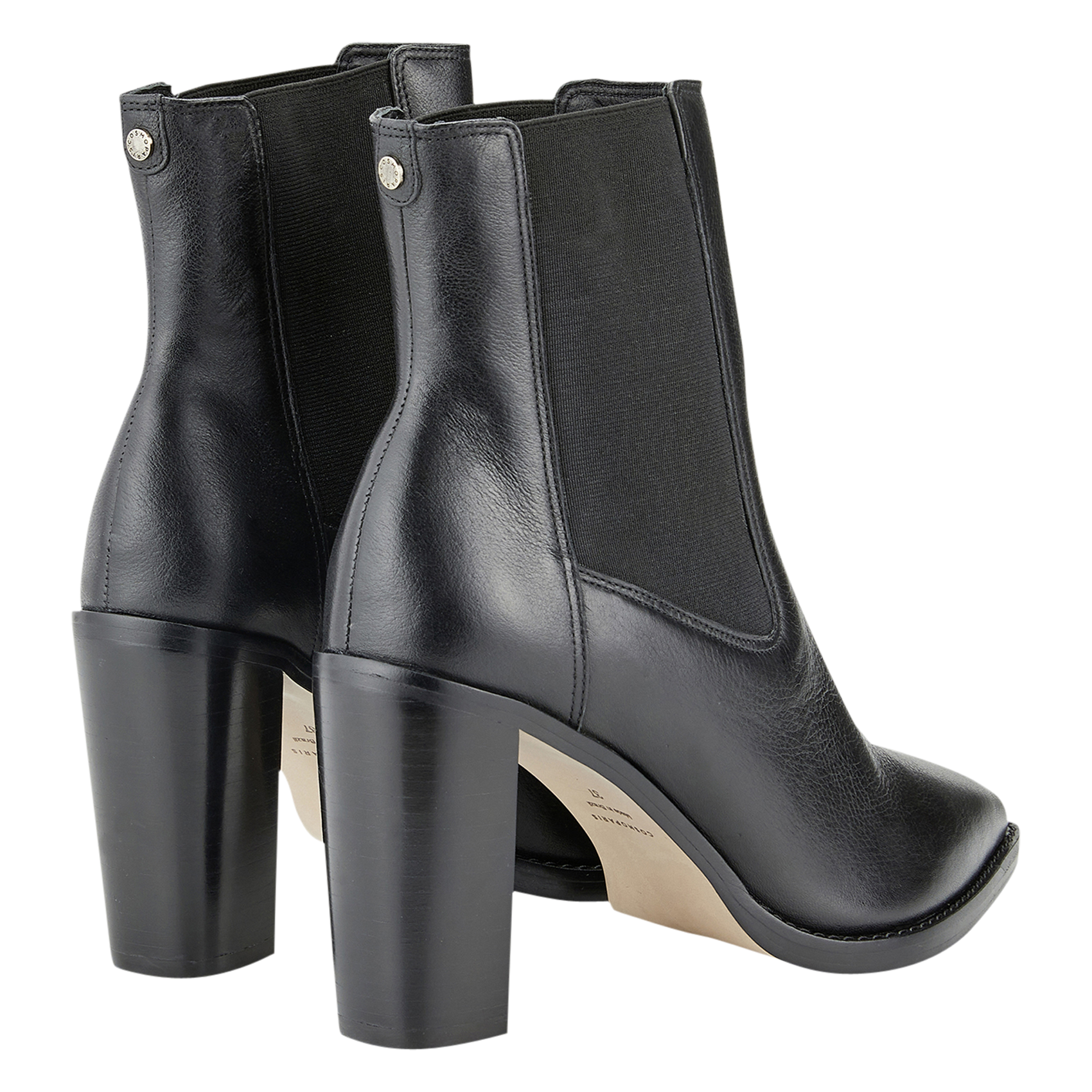 - 100% leather, - Round toes, - Inner zip fastening, - Heel height: 9 cm. Black