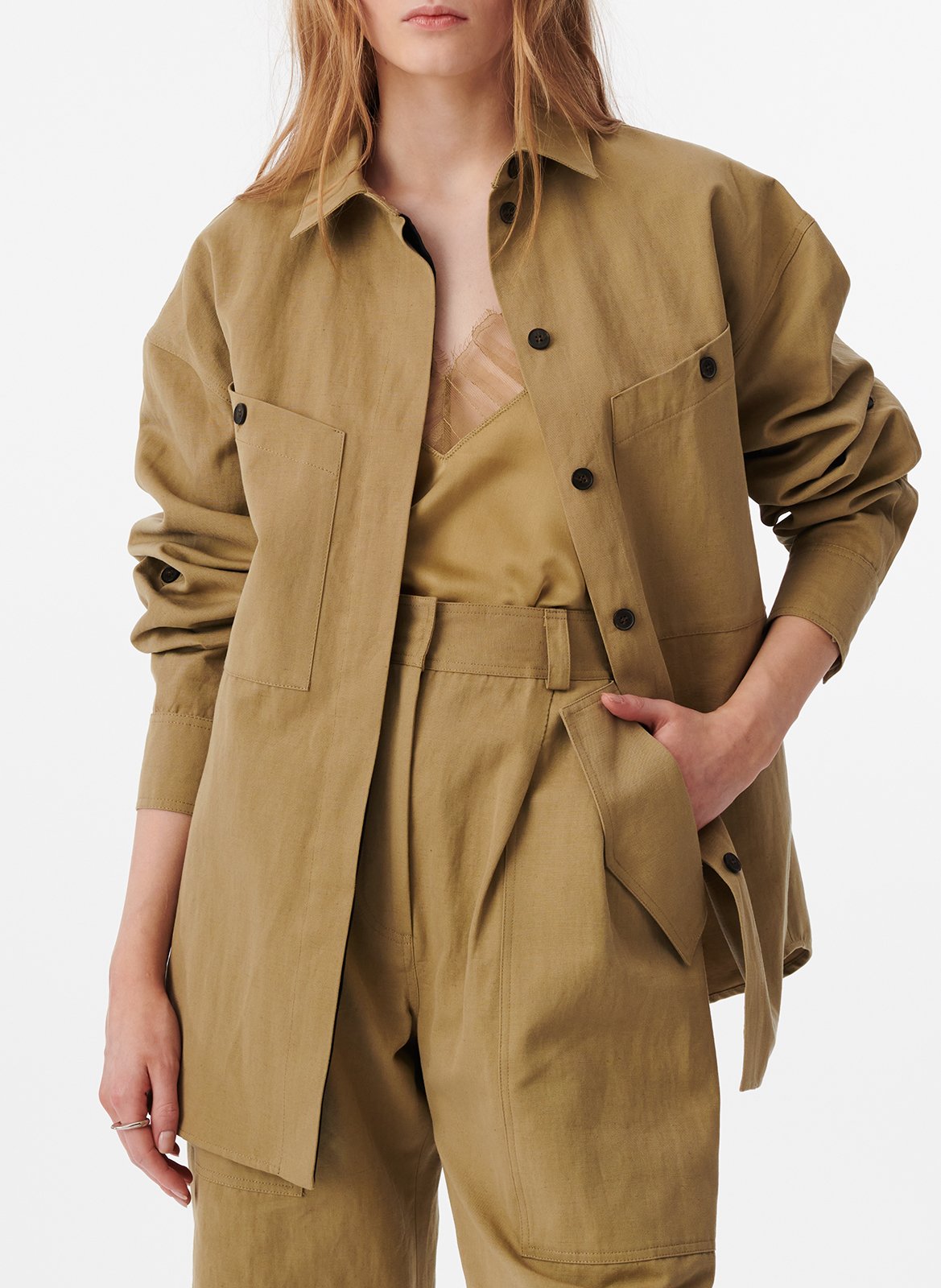 Button-up shirt with classic collar IRO Khaki