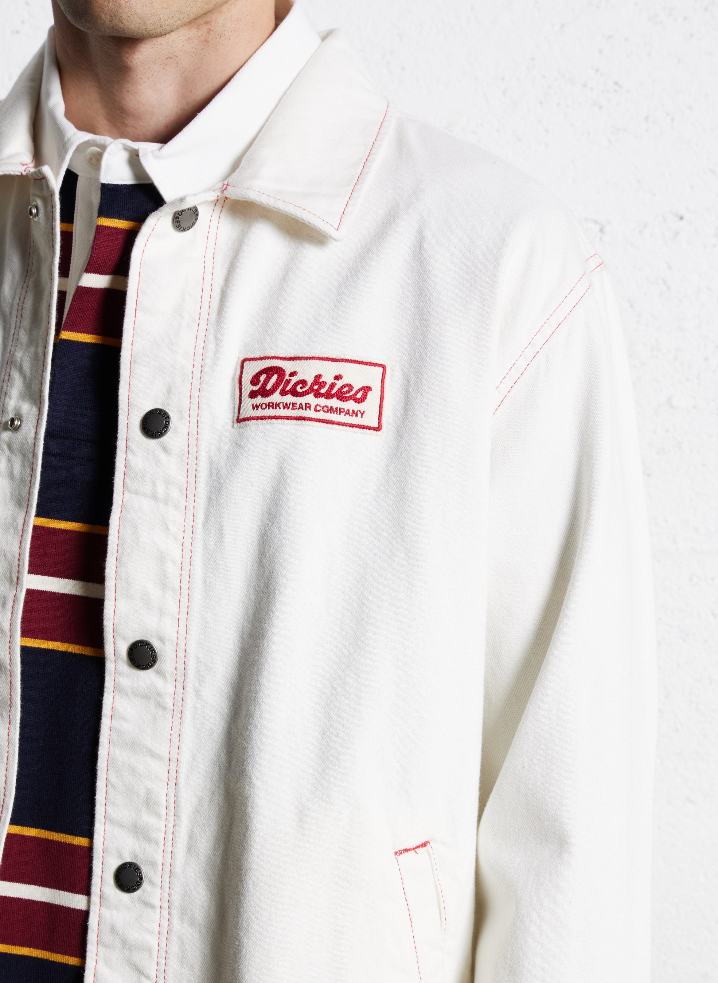 Denim jacket with contrast stitching DICKIES White