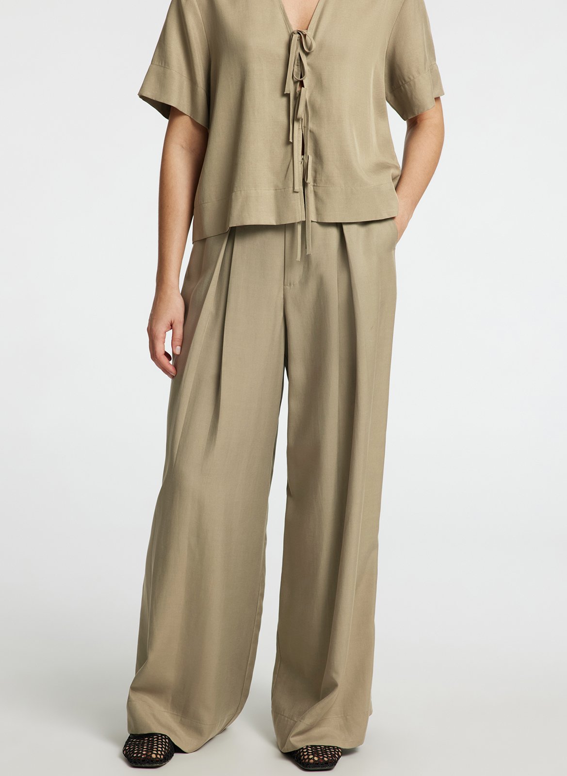 Pantalon large SELECTED Gris