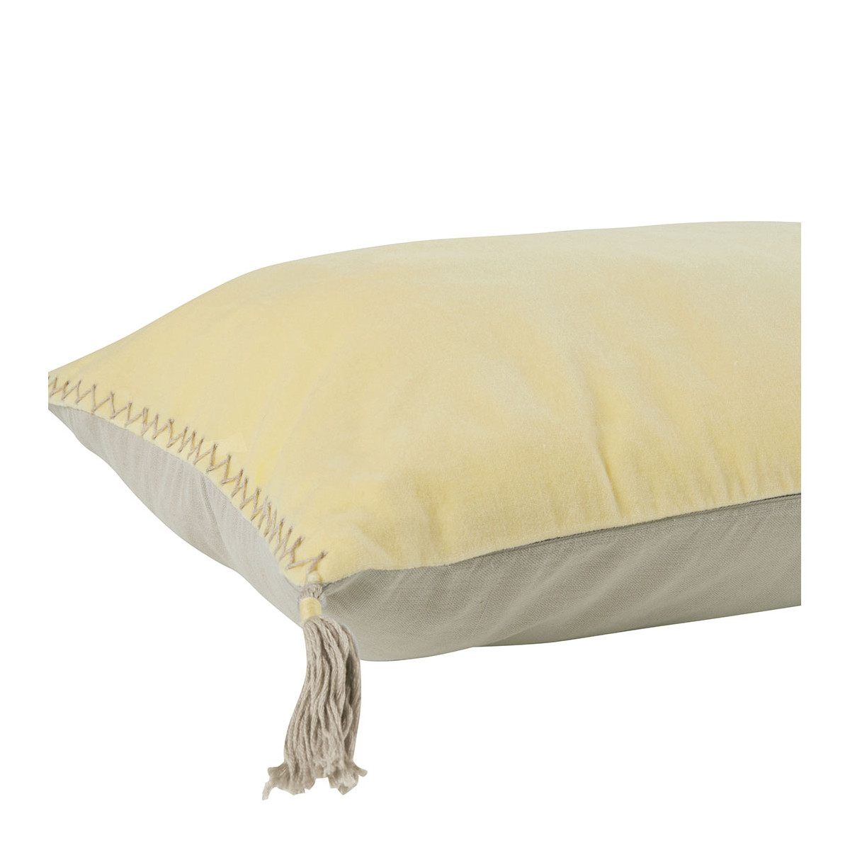 Mattéo cotton velvet cushion cover BLANC D'IVOIRE Yellow