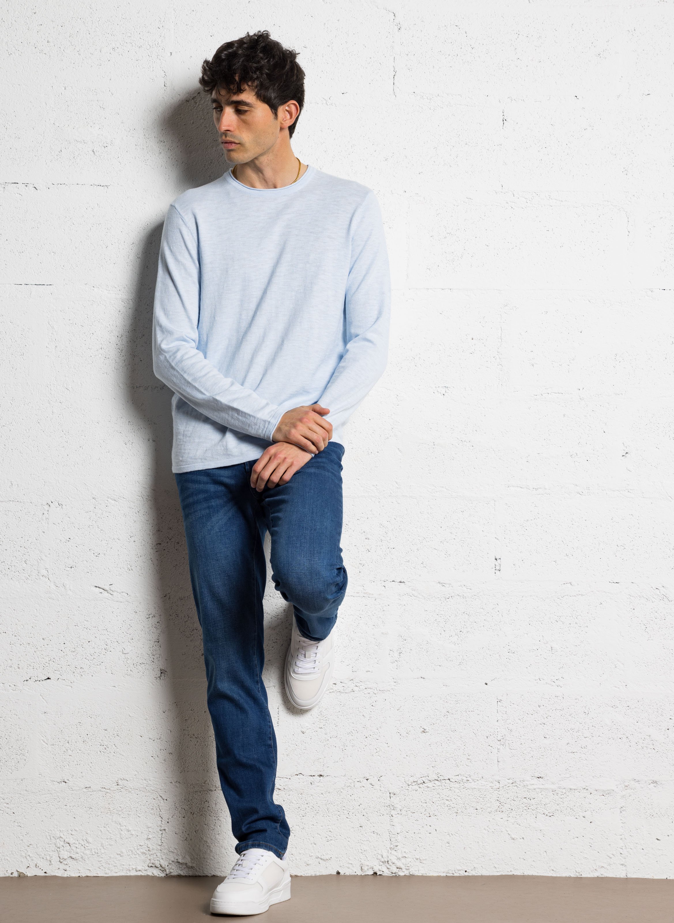 Straight cotton sweater Blue