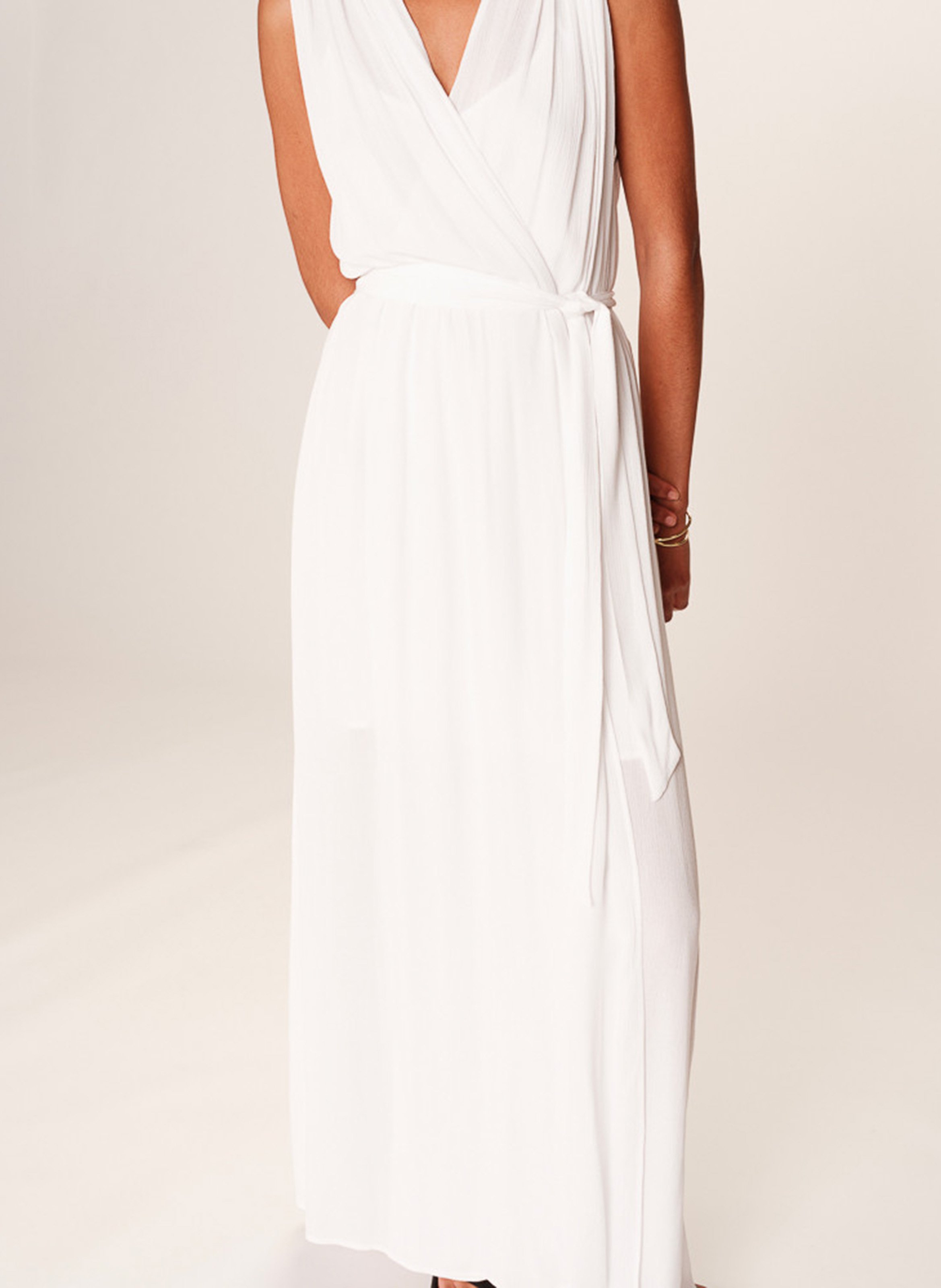 Long V-neck dress GRACE ET MILA White