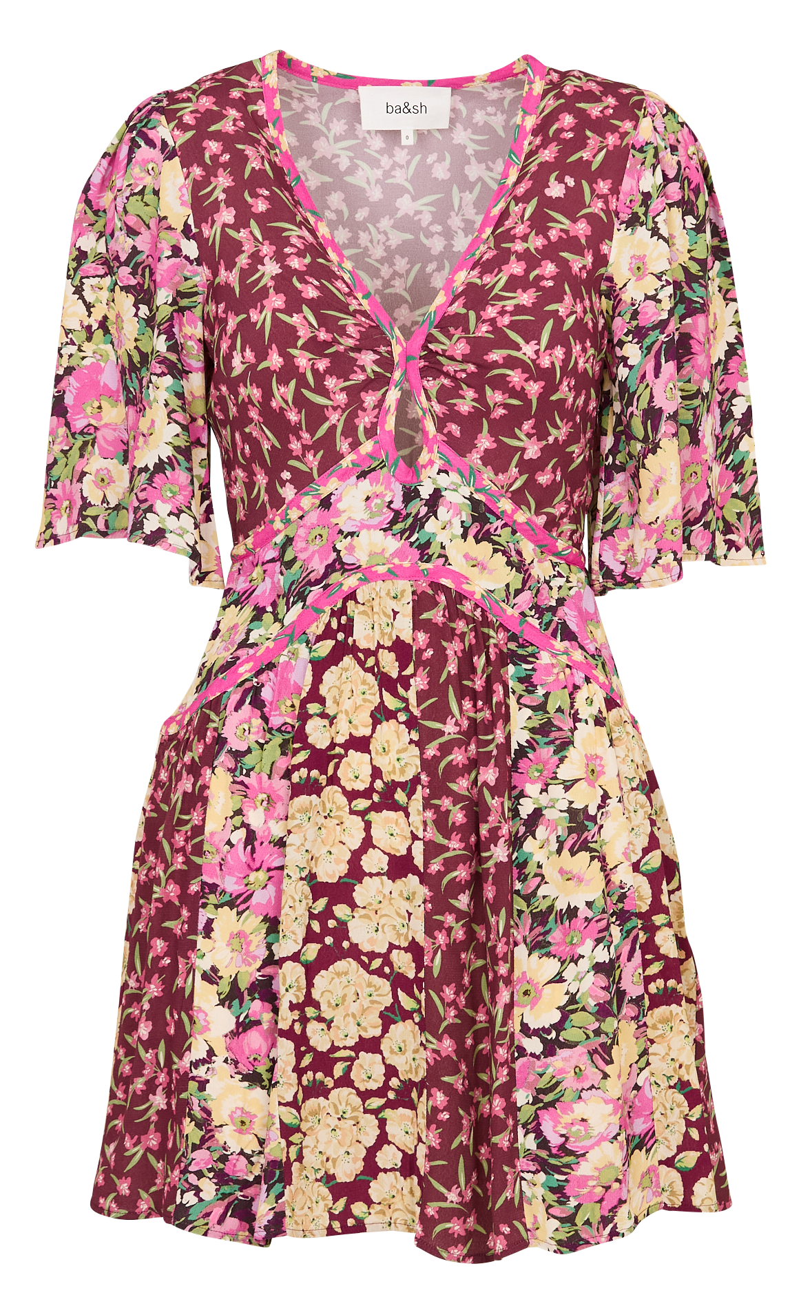 Short floral print V-neck dress BA&SH Plums