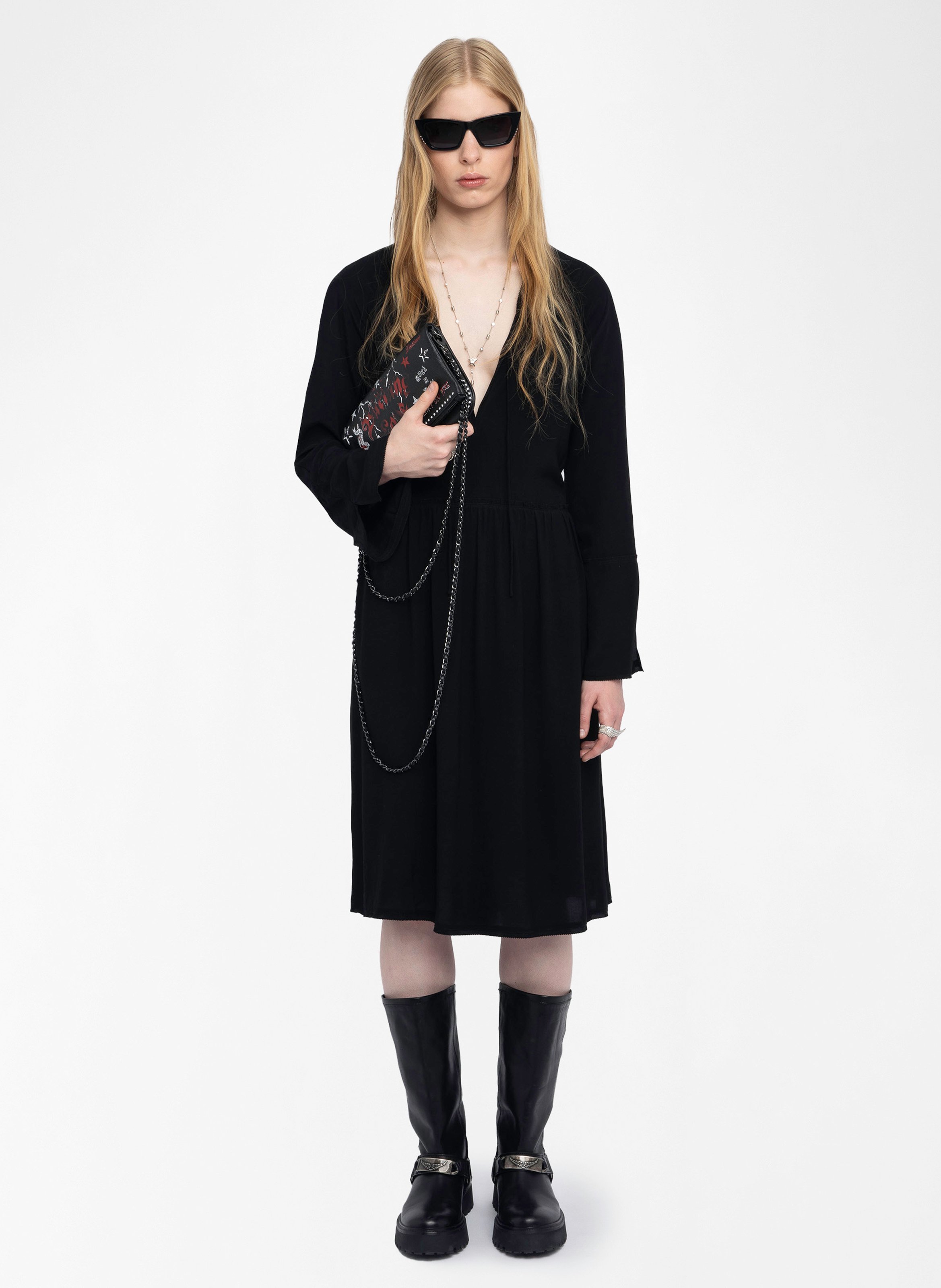 Robe longue col V ZADIG&VOLTAIRE Noir
