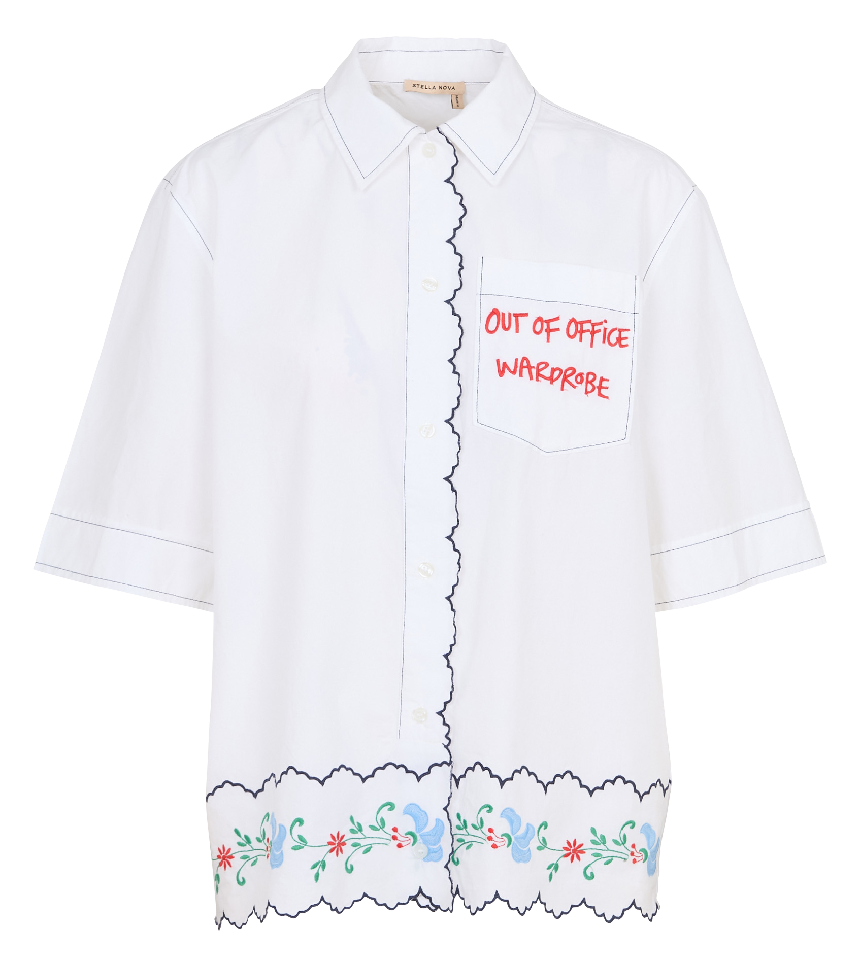 Bio-Baumwollbluse mit klassischem Kragen STELLA NOVA Weiss