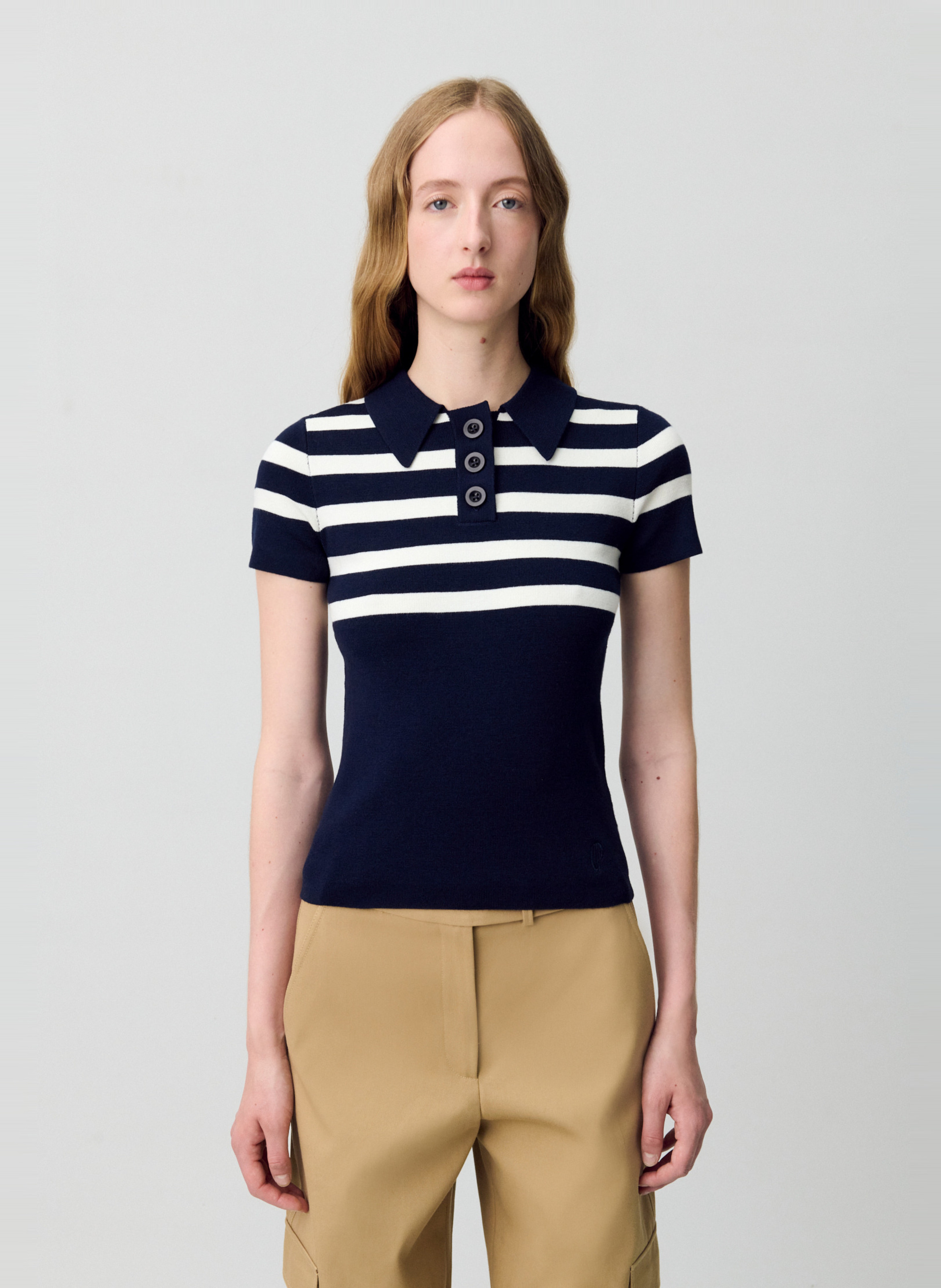 Striped shirt collar t-shirt CLAUDIE PIERLOT Multicolored