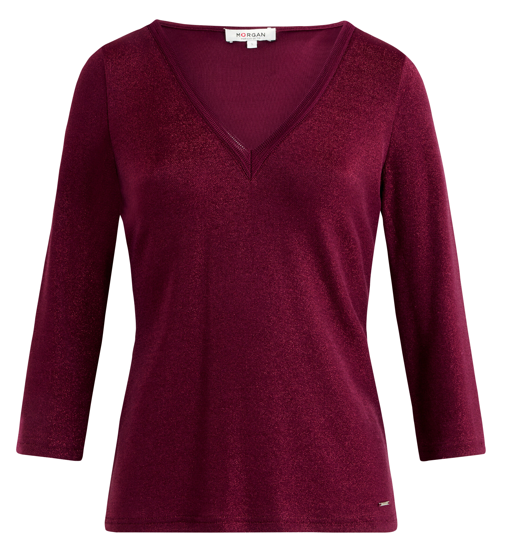 Buttoned printed V-neck top MORGAN Purple