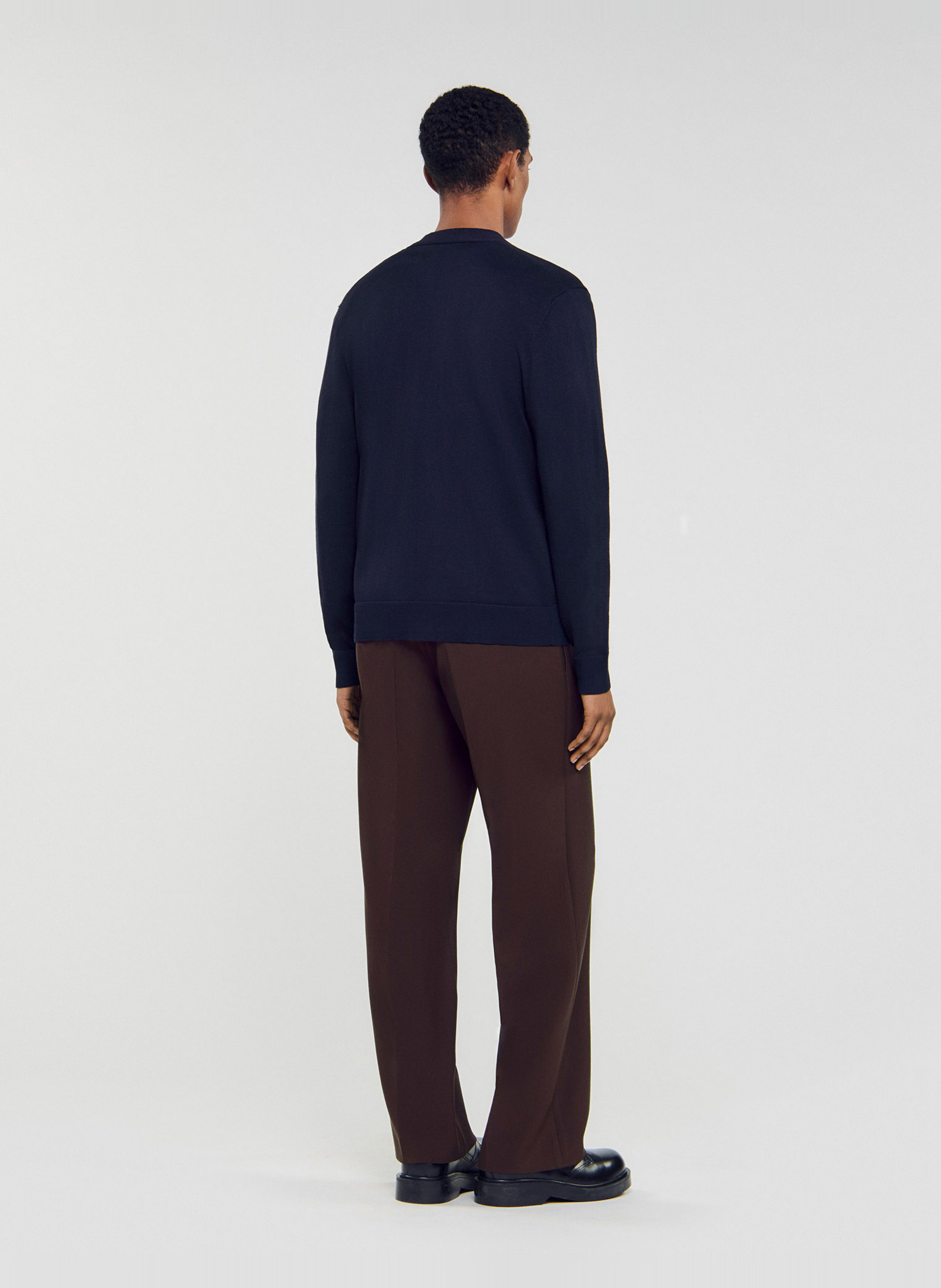 V-hals cardigan met knoopsluiting in effen kleur SANDRO Blauw