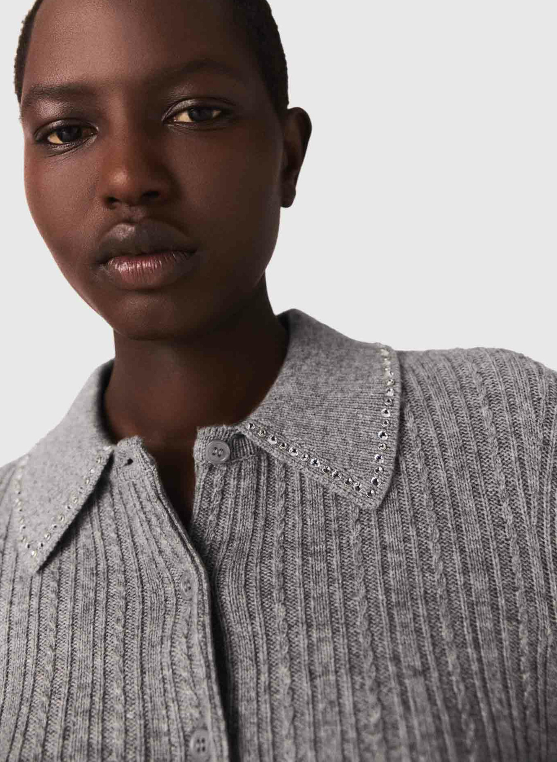 Wollen vest met klassieke kraag MAJE Grijs