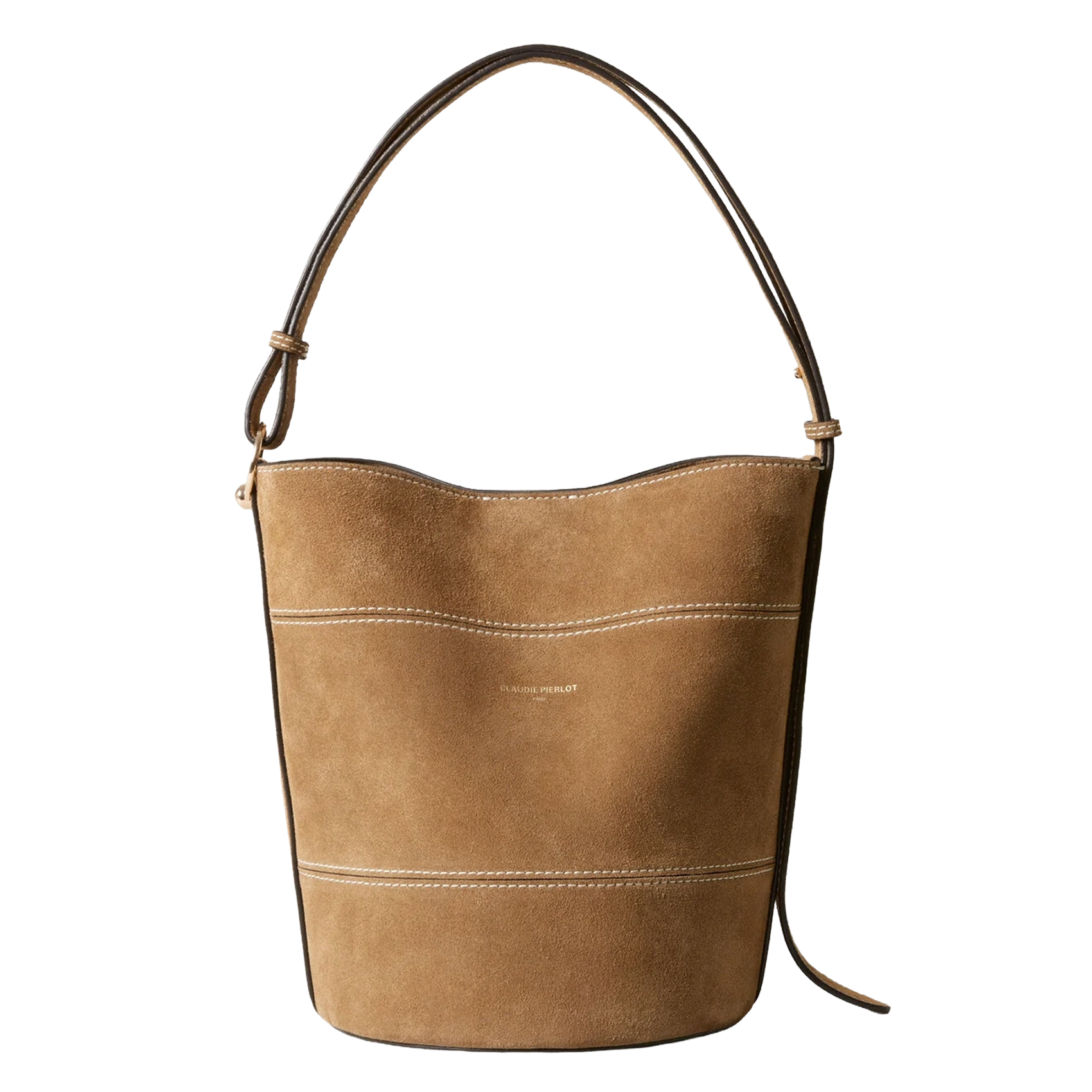 Beuteltasche aus Veloursleder CLAUDIE PIERLOT Beige