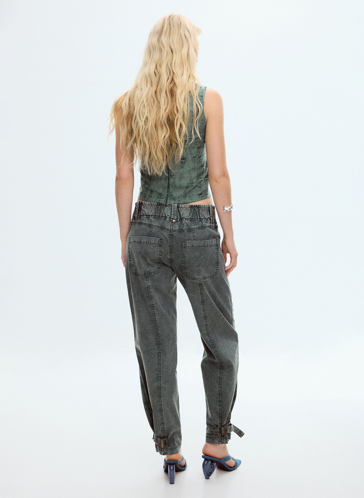 Straight leg jeans with seam details DESIGUAL Green