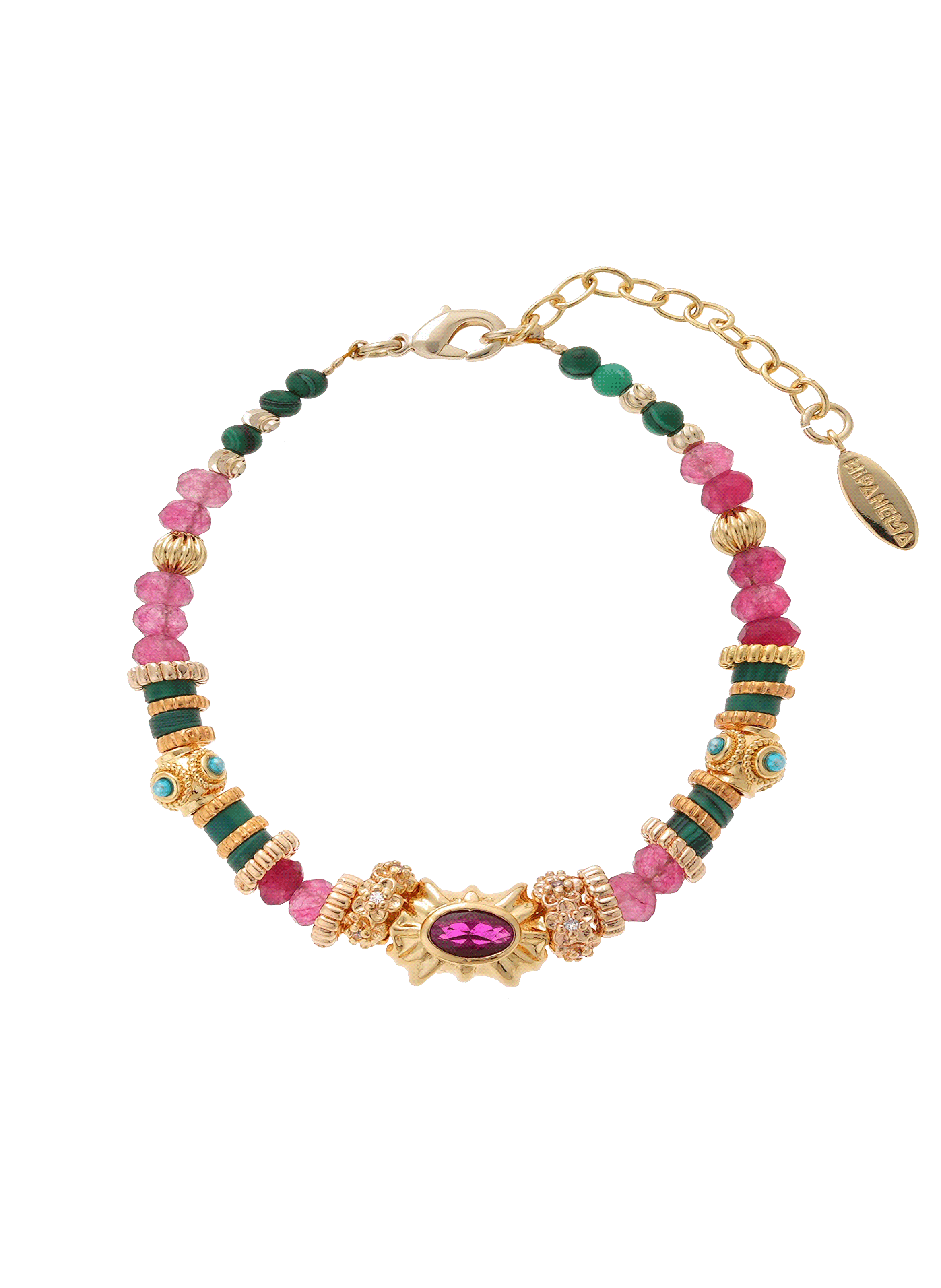 Adjustable bracelet with beads HIPANEMA Pink