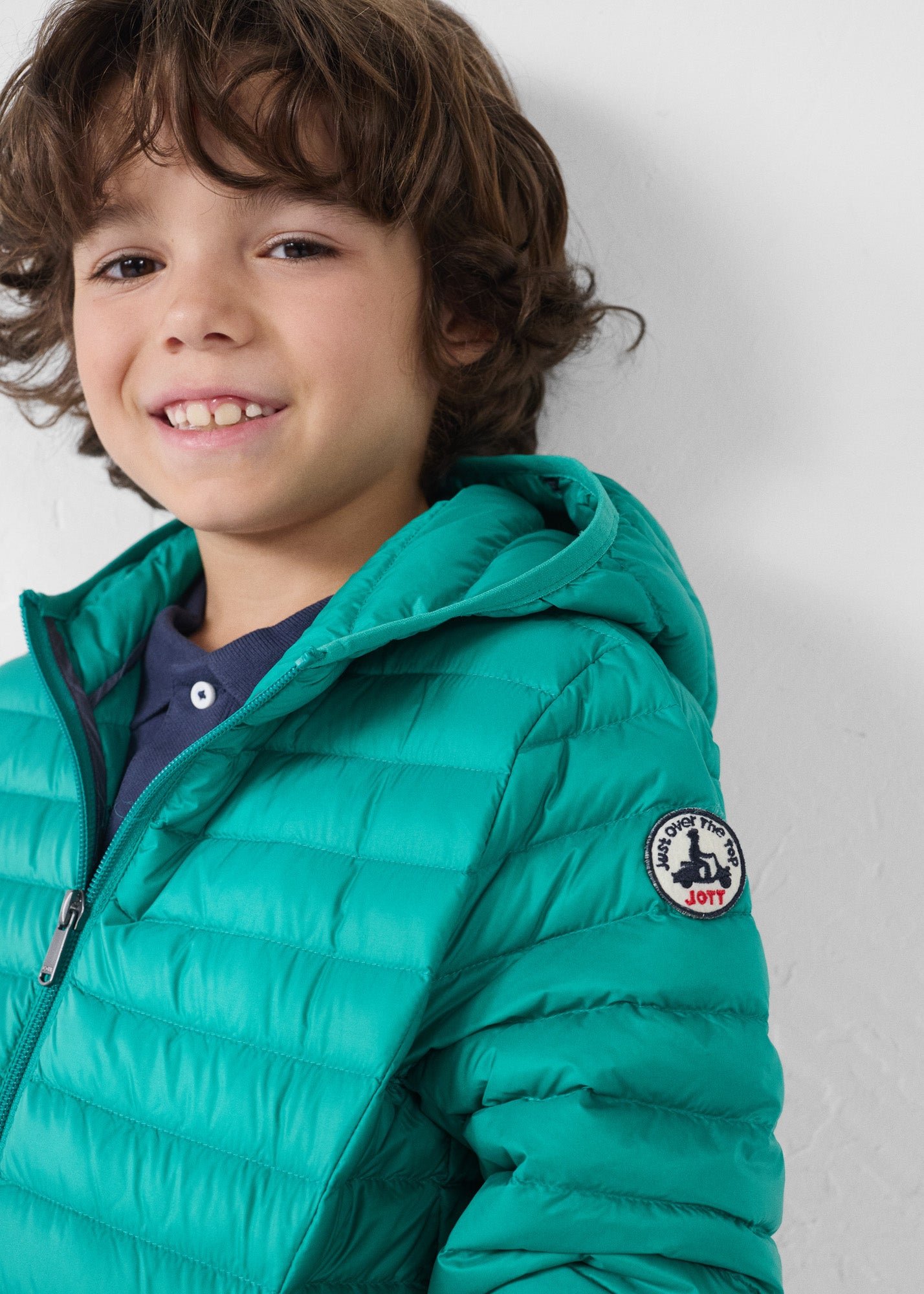 Hugo lightweight hooded child's puffer coat JOTT Green