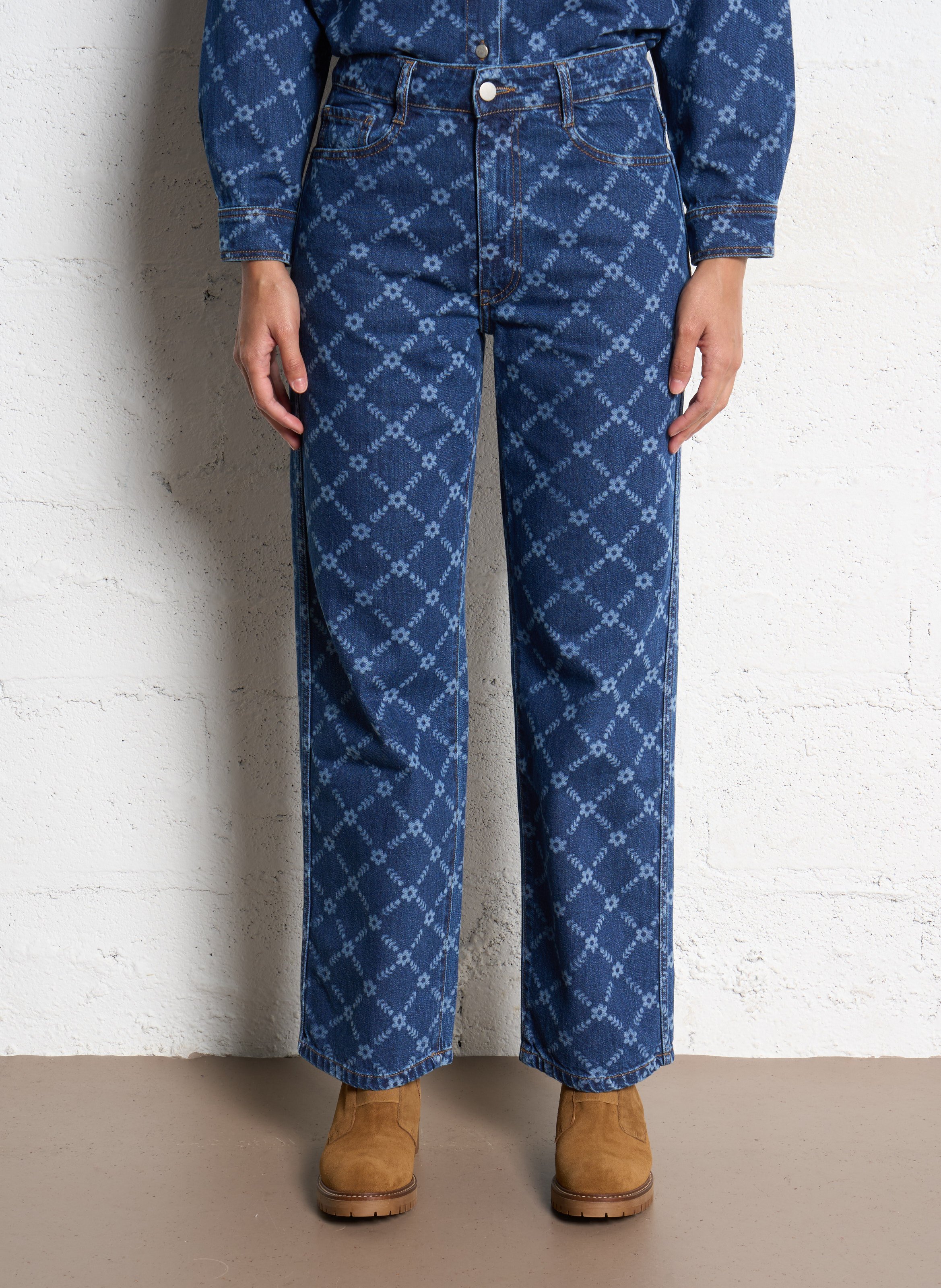 Jean droit en coton THE TINY BIG SISTER Bleu