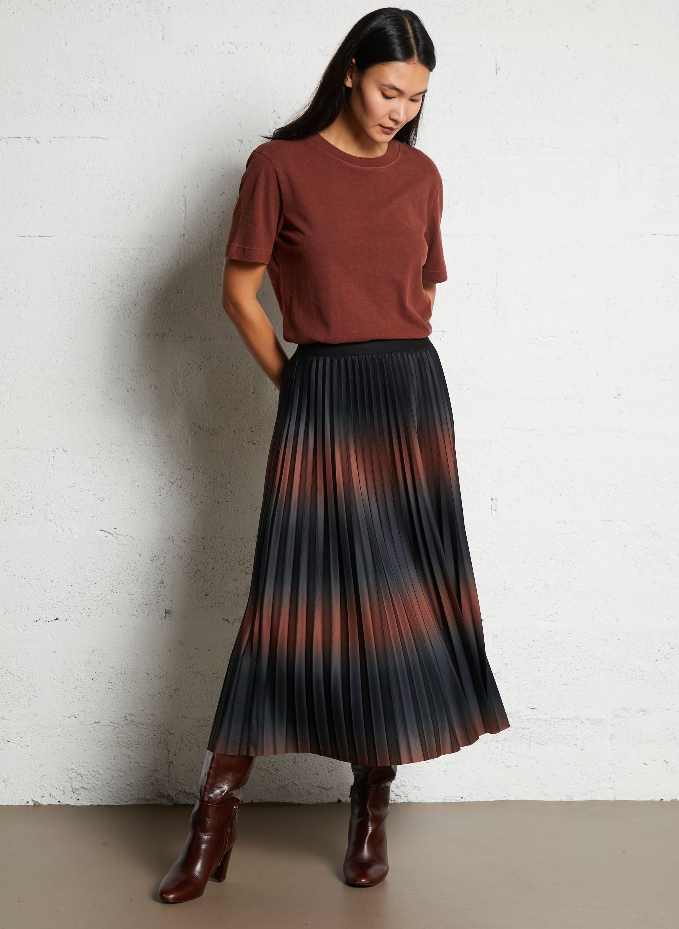 Jupe midi plissée MAISON 123 Rouge