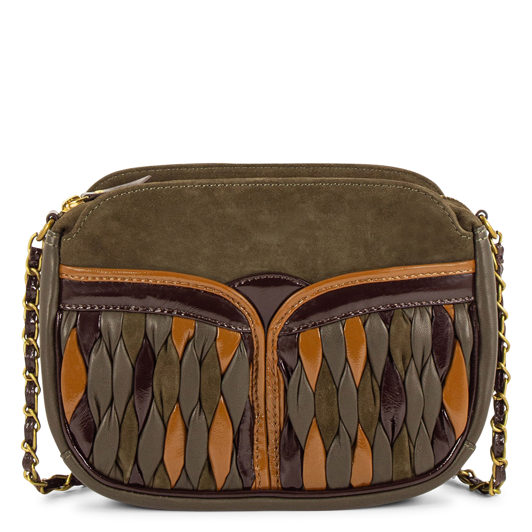 Dual-material messenger bag SESSUN Khaki