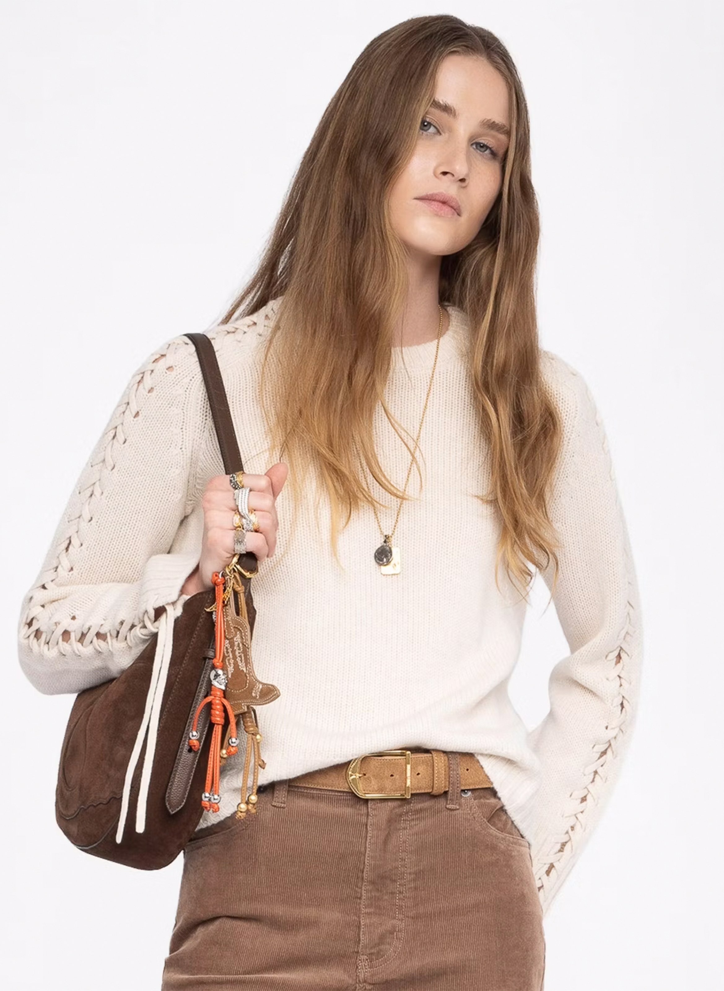 Pull col rond en laine et cachemire  ZADIG&VOLTAIRE Blanc