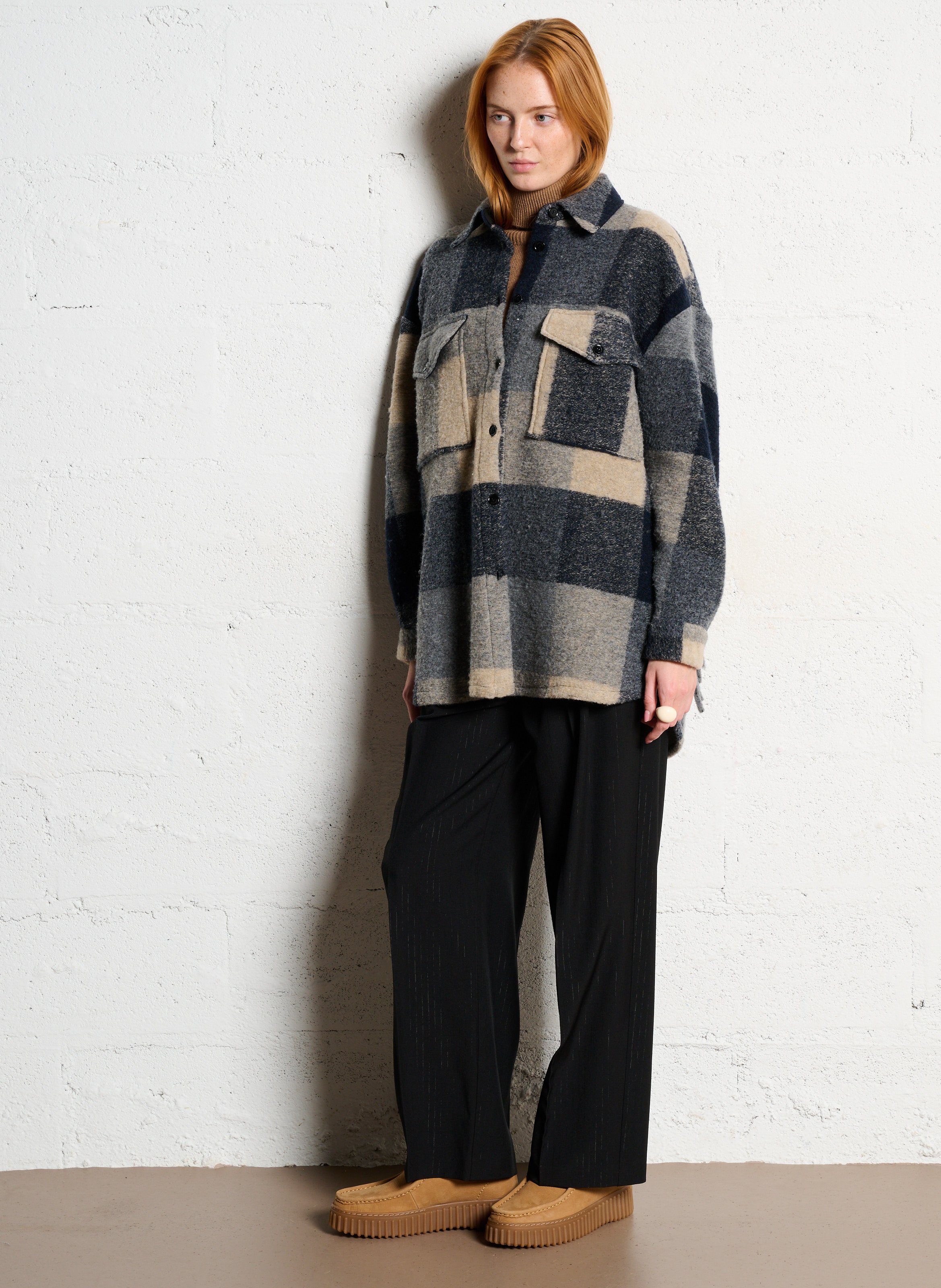 Surchemise ample col classique carreaux à franges IMPERIAL Multicolore