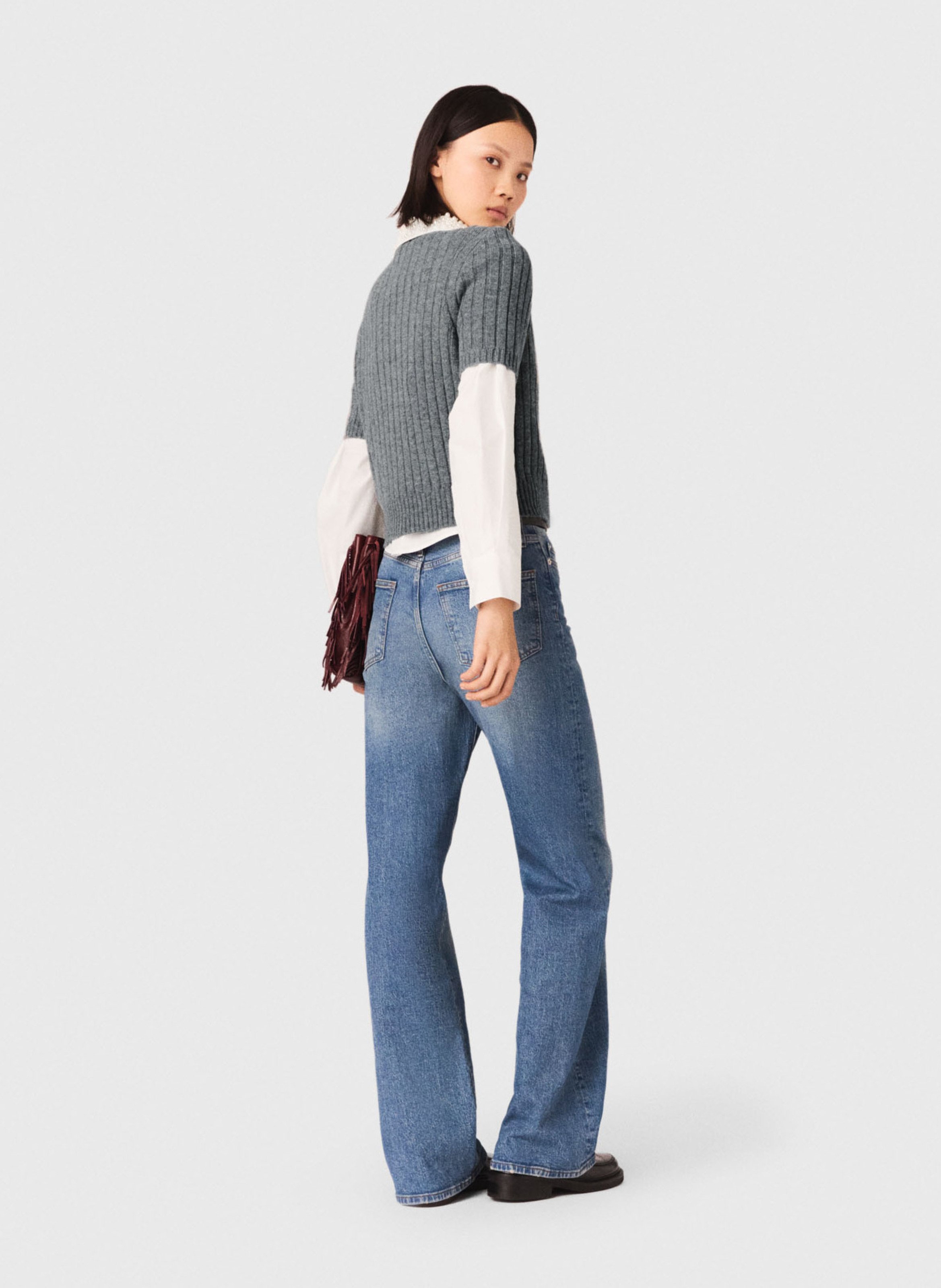 Pull col polo en laine mélangée MAJE Gris