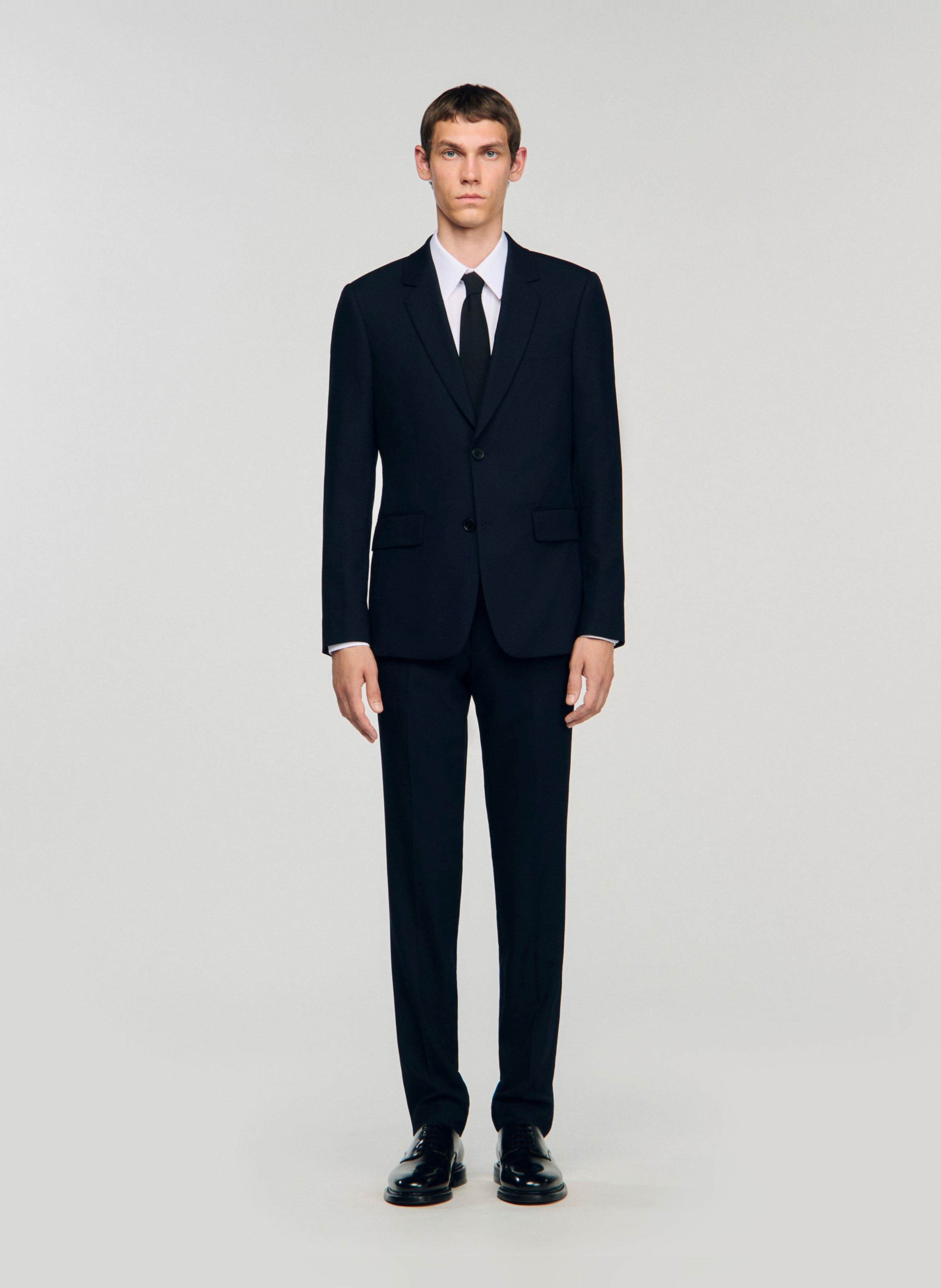 Veste col tailleur en laine SANDRO Bleu