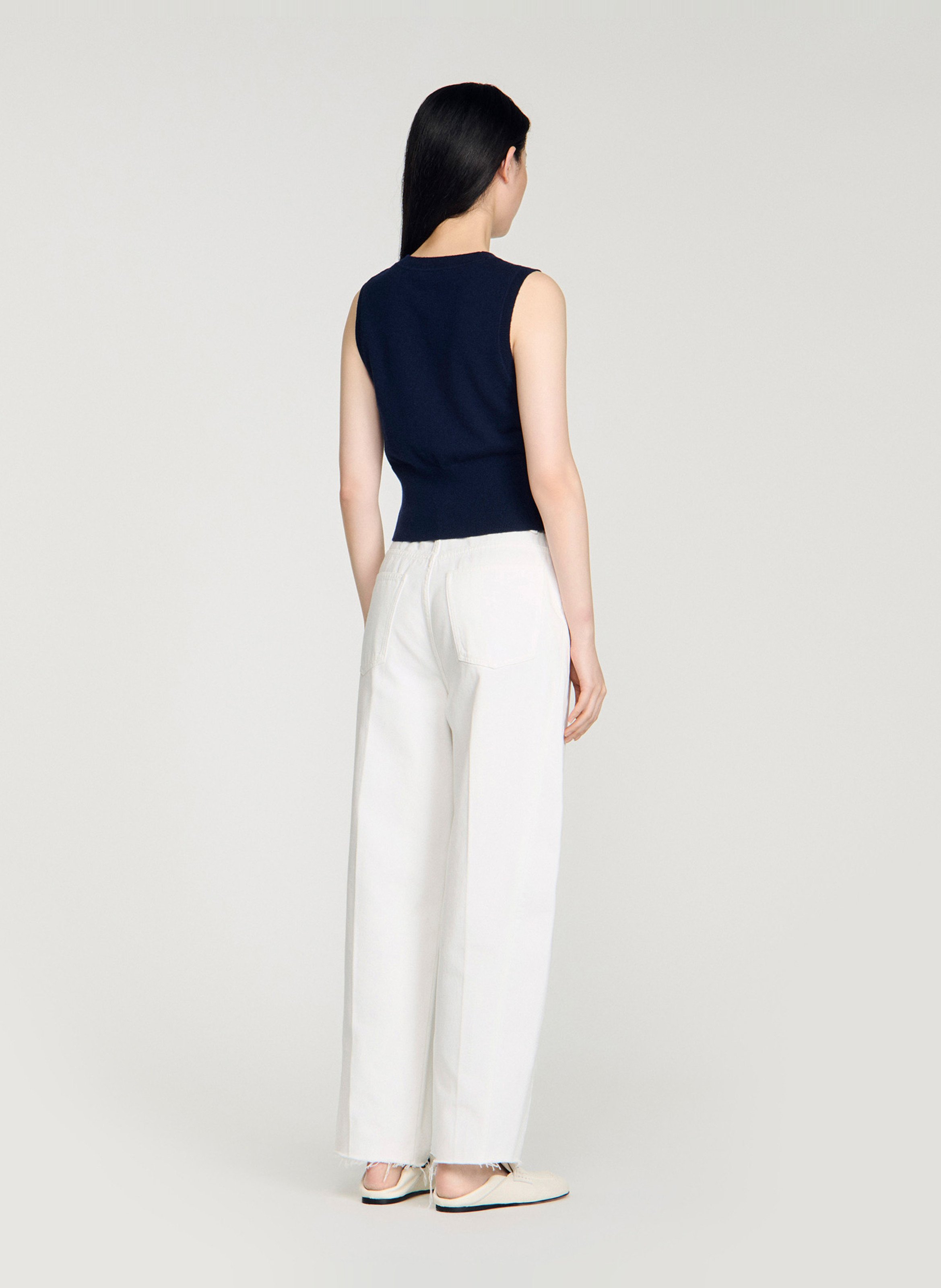 Effen trui van wolmix met lange mouwen en kant SANDRO Blauw