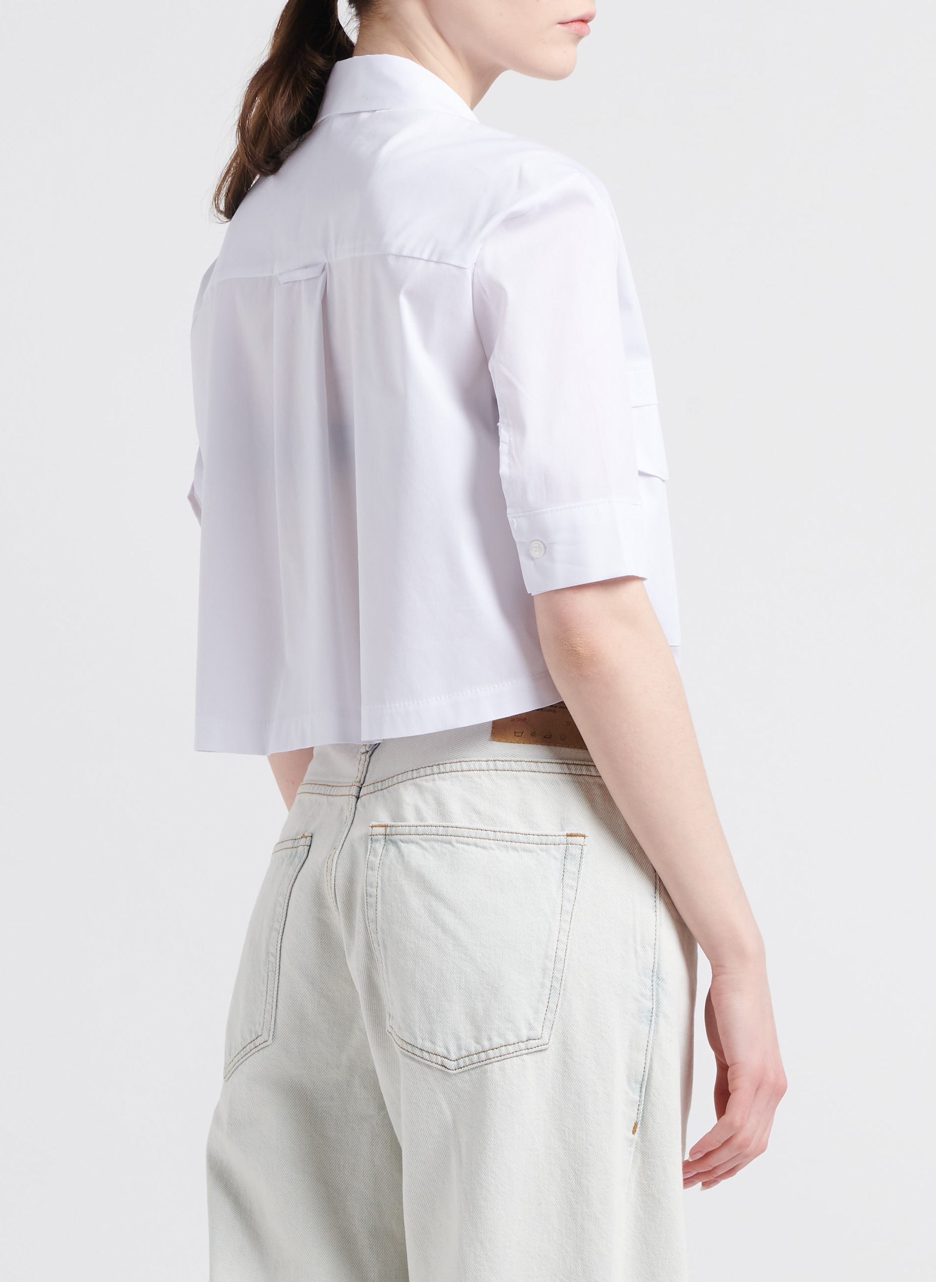 Cropped cotton-blend shirt IMPERIAL White