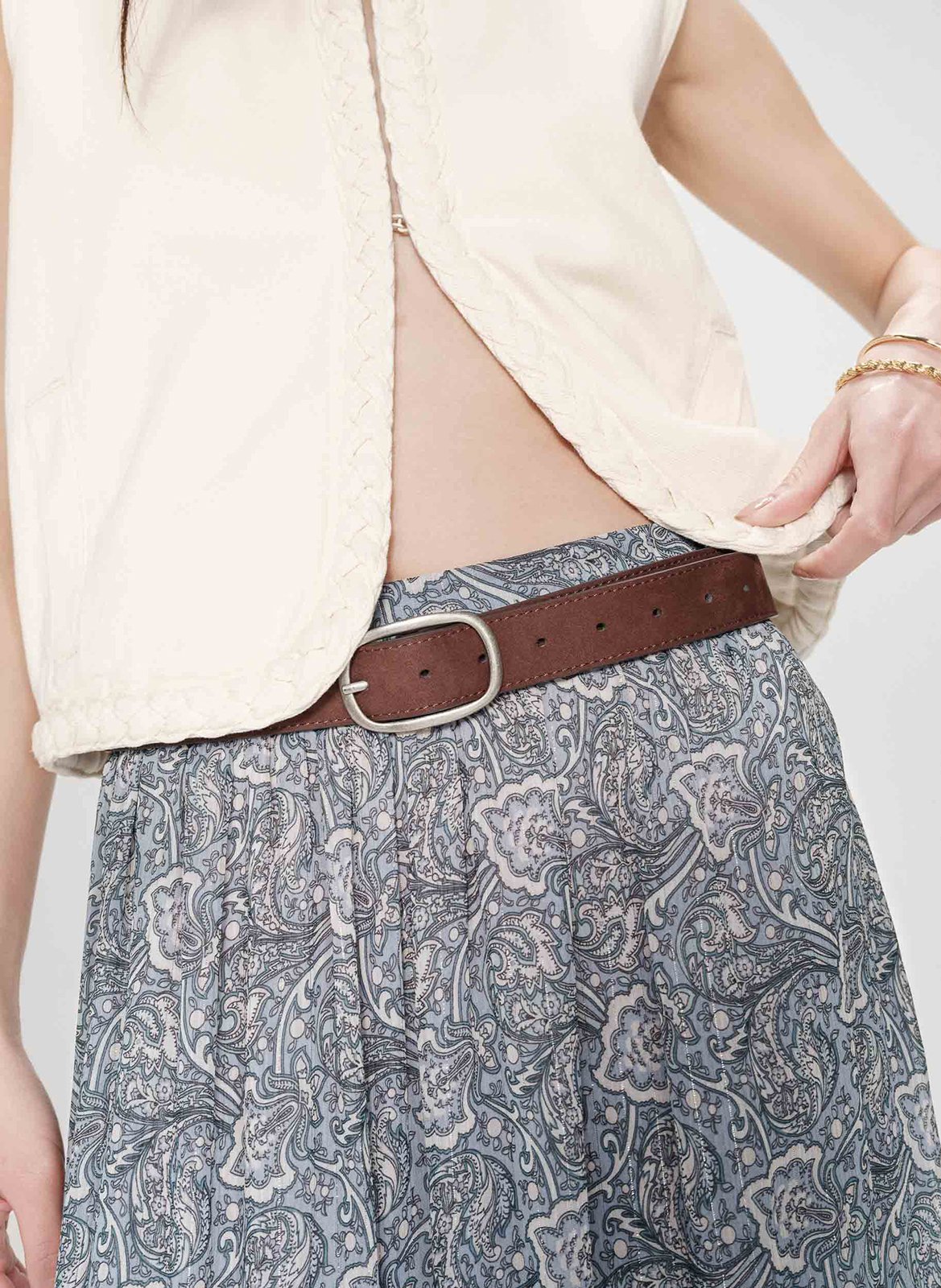 Jupe longue évasée à imprimé GRACE ET MILA Bleu