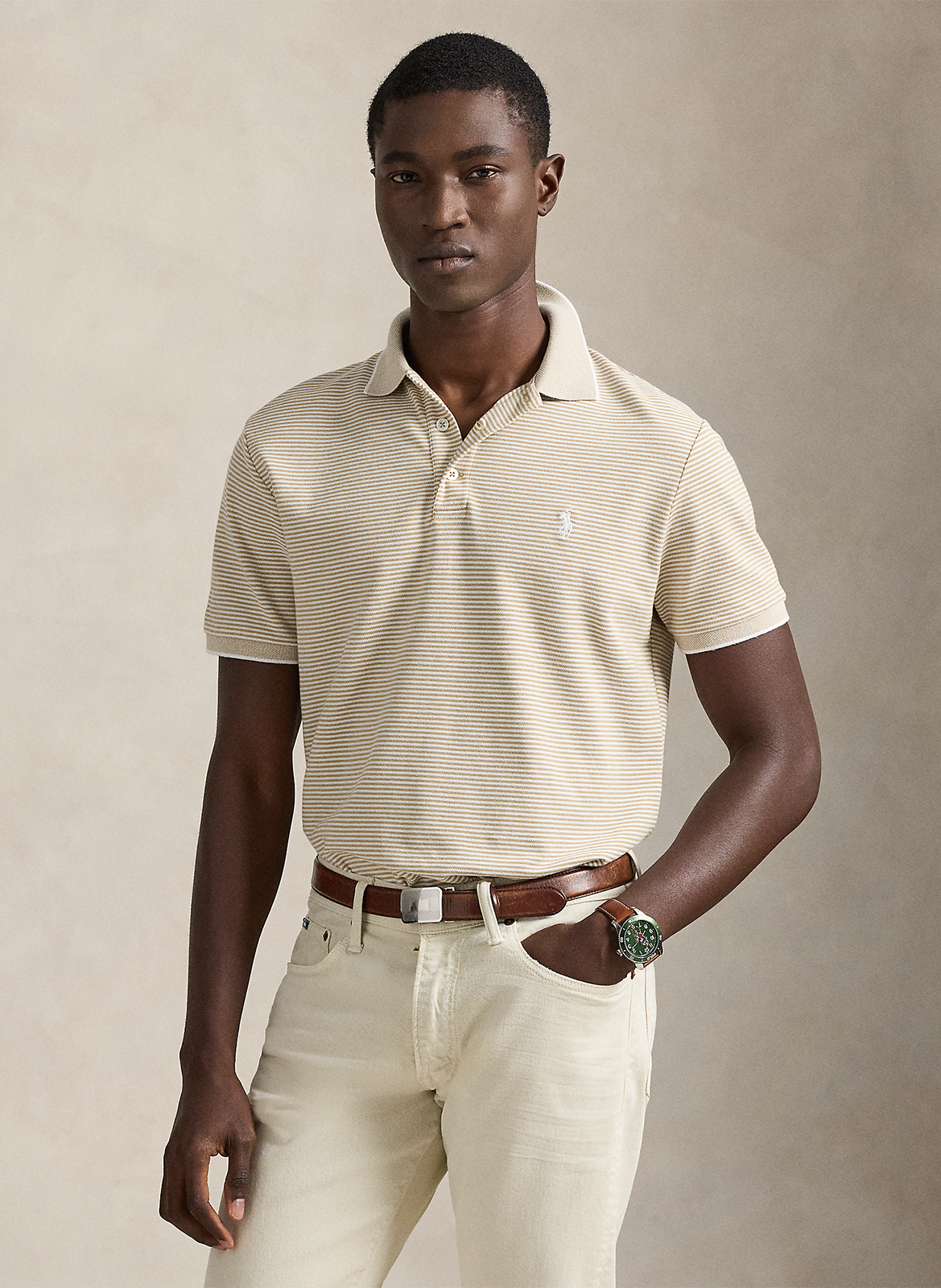 Striped straight fit cotton blend polo POLO RALPH LAUREN