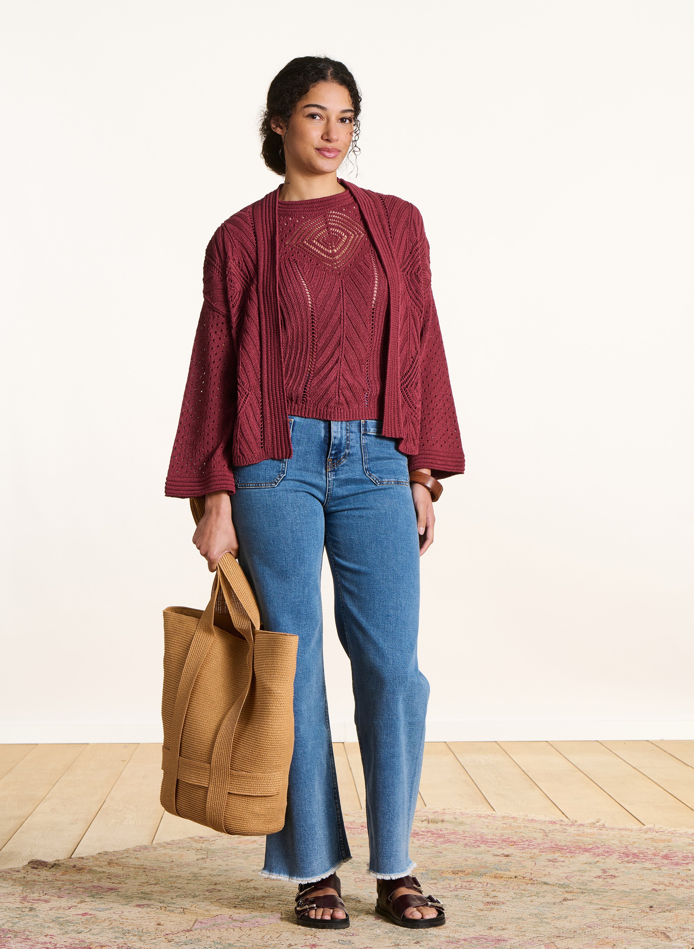 Gilet en chrochet ajouré LA FEE MARABOUTEE Marron