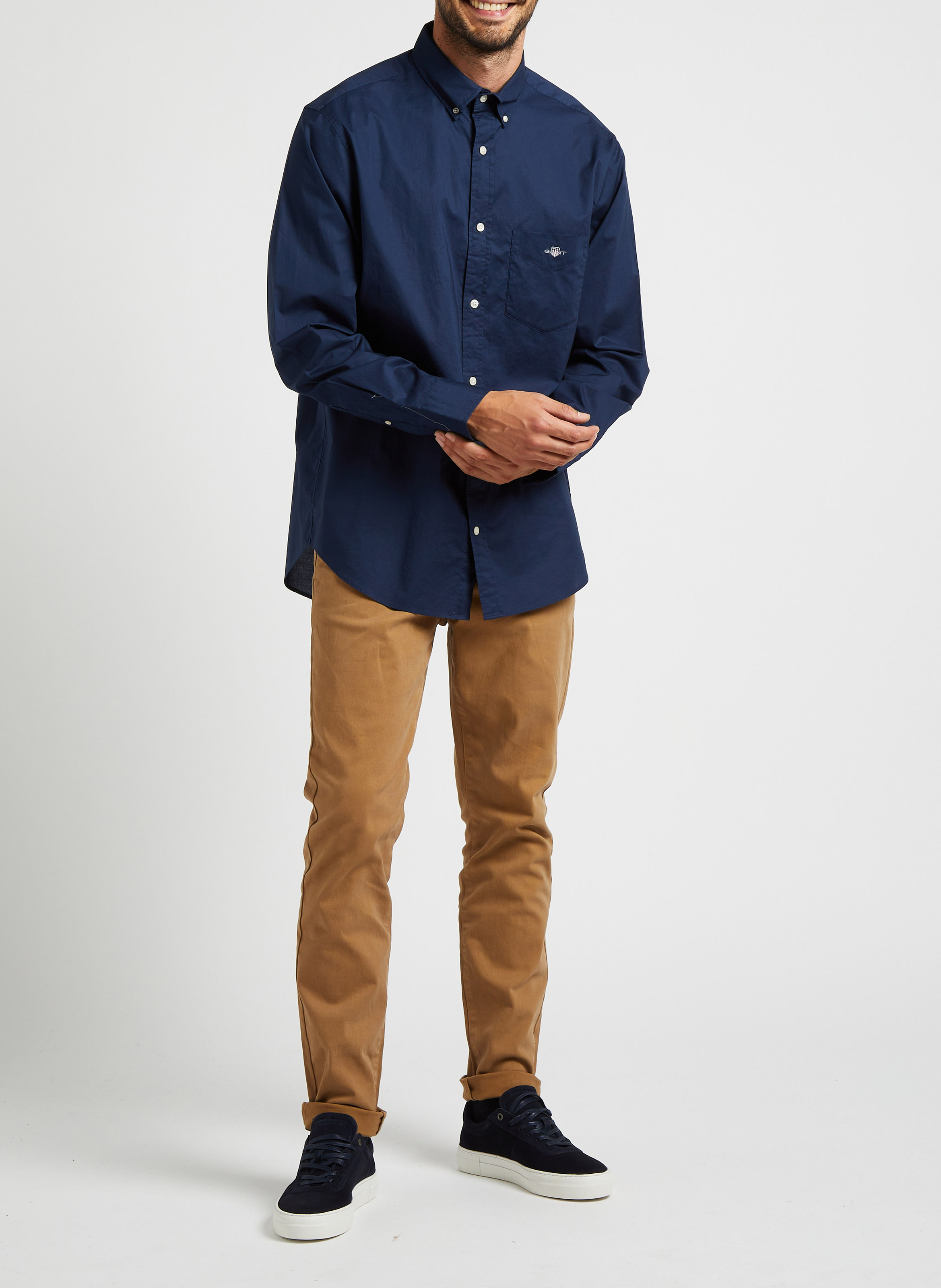 Straight-cut recycled cotton shirt with classic collar GANT Blue