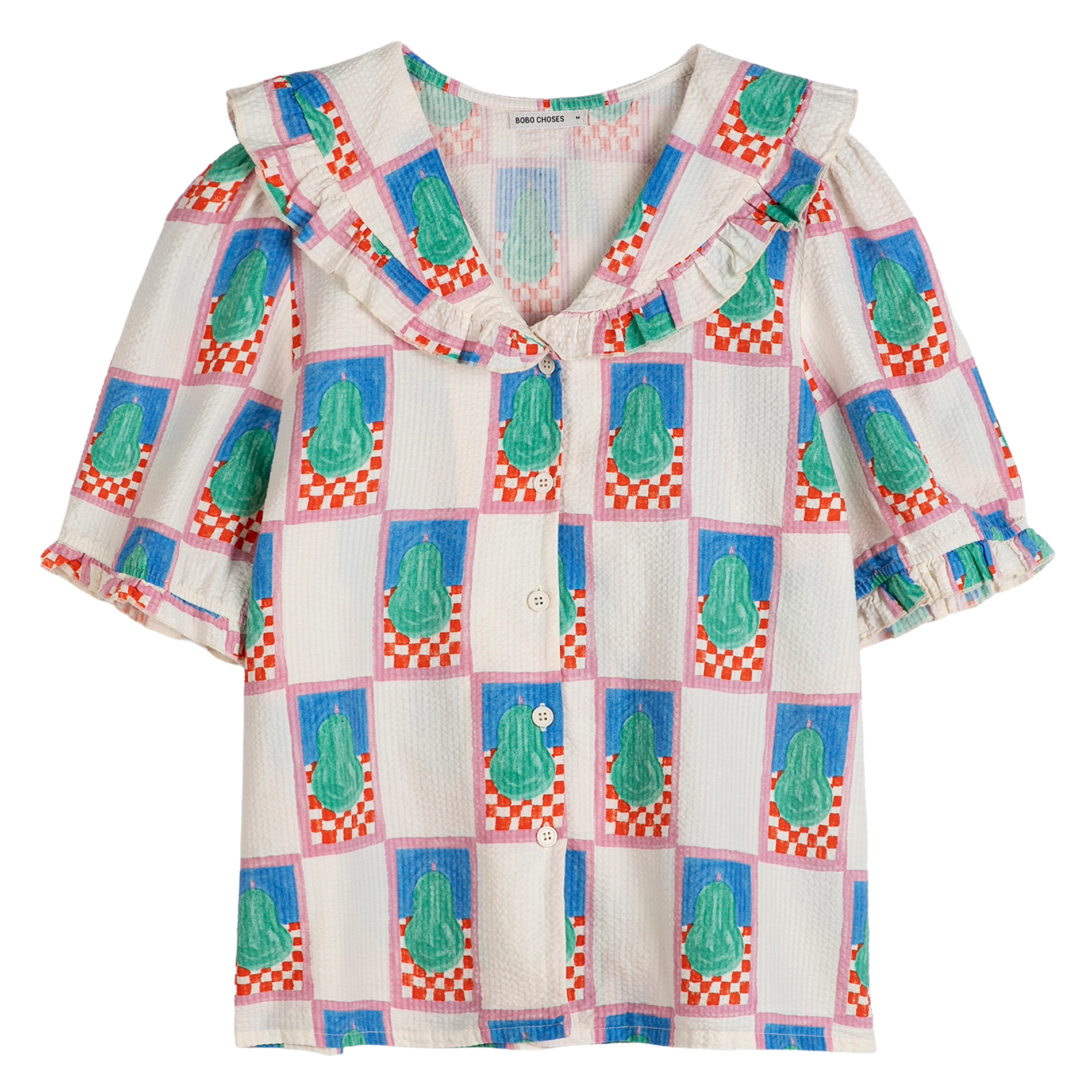 Rechte overhemd met omslagkraag in bedrukte katoen BOBO CHOSES Wit