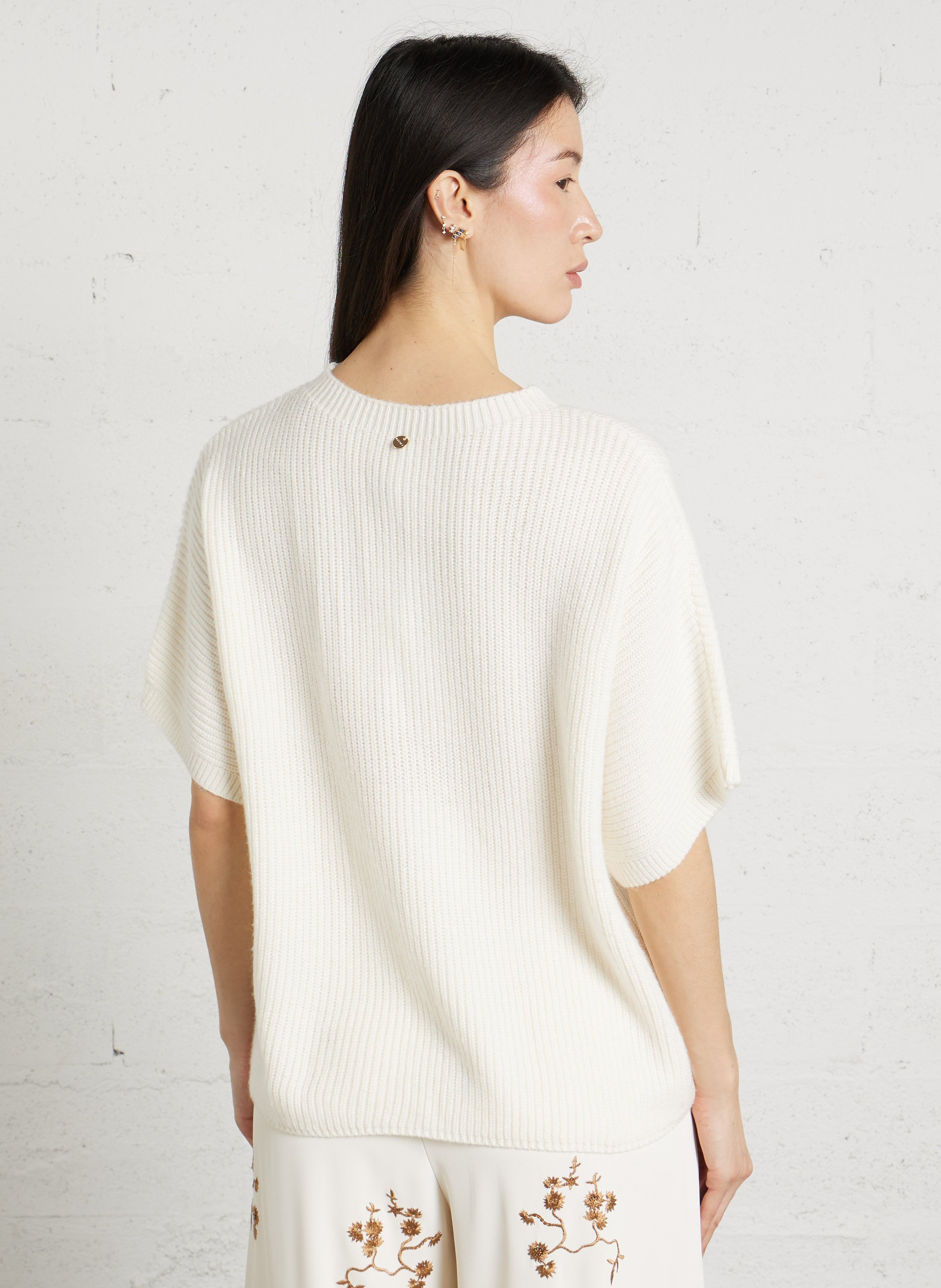Loose-fit knit-blend sweater with round neck IMPERIAL Beige