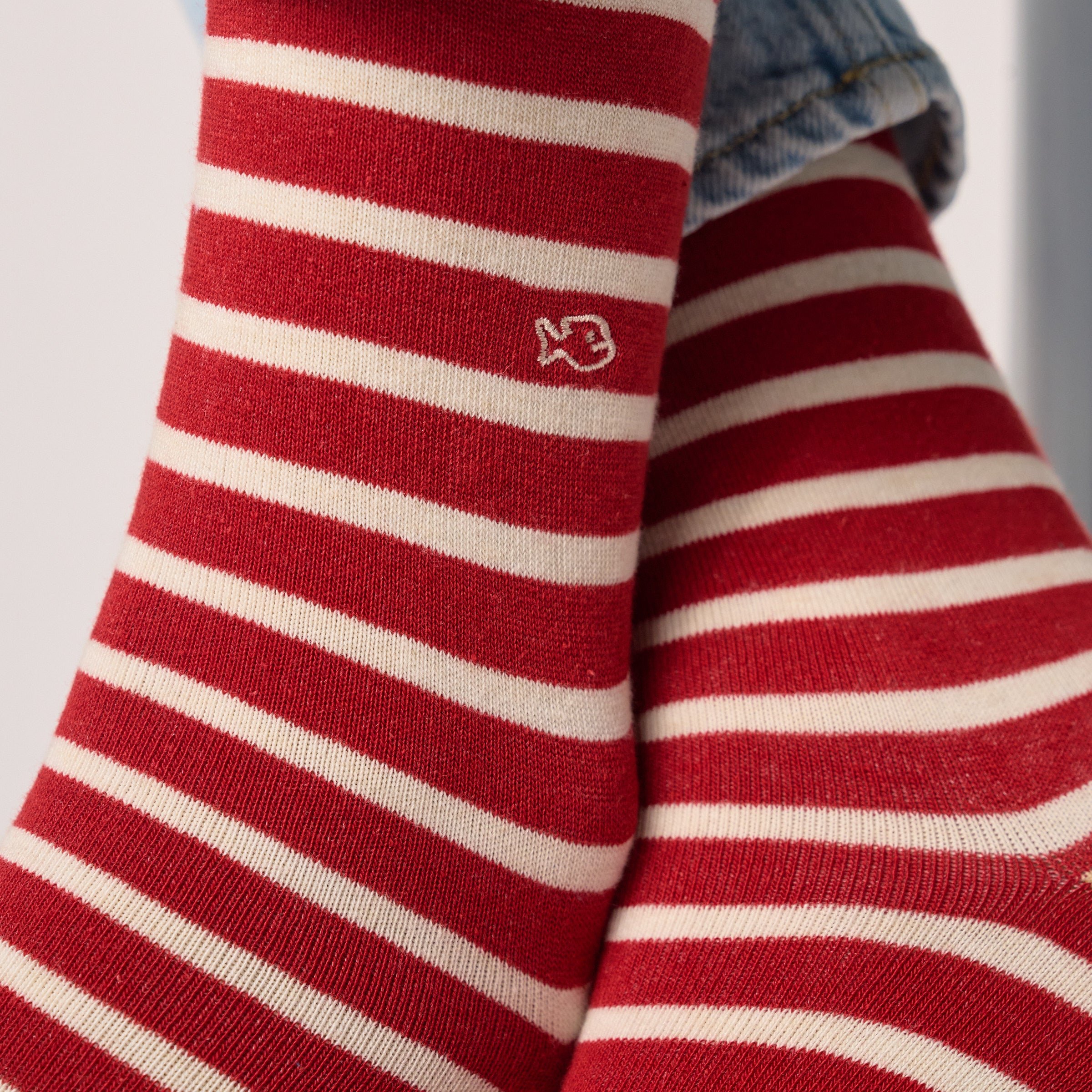 Combed Cotton Socks with Wide Stripes BILLYBELT Red