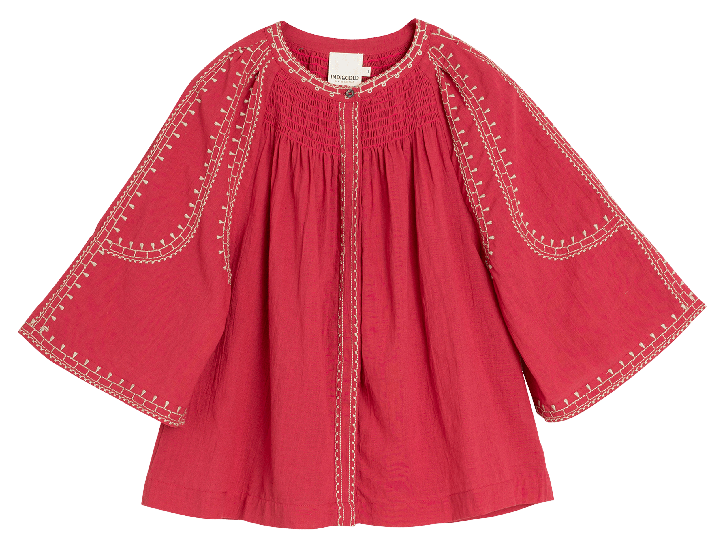 Bluse aus Bio-Baumwolle mit Rundhalskragen INDI & COLD Rosa