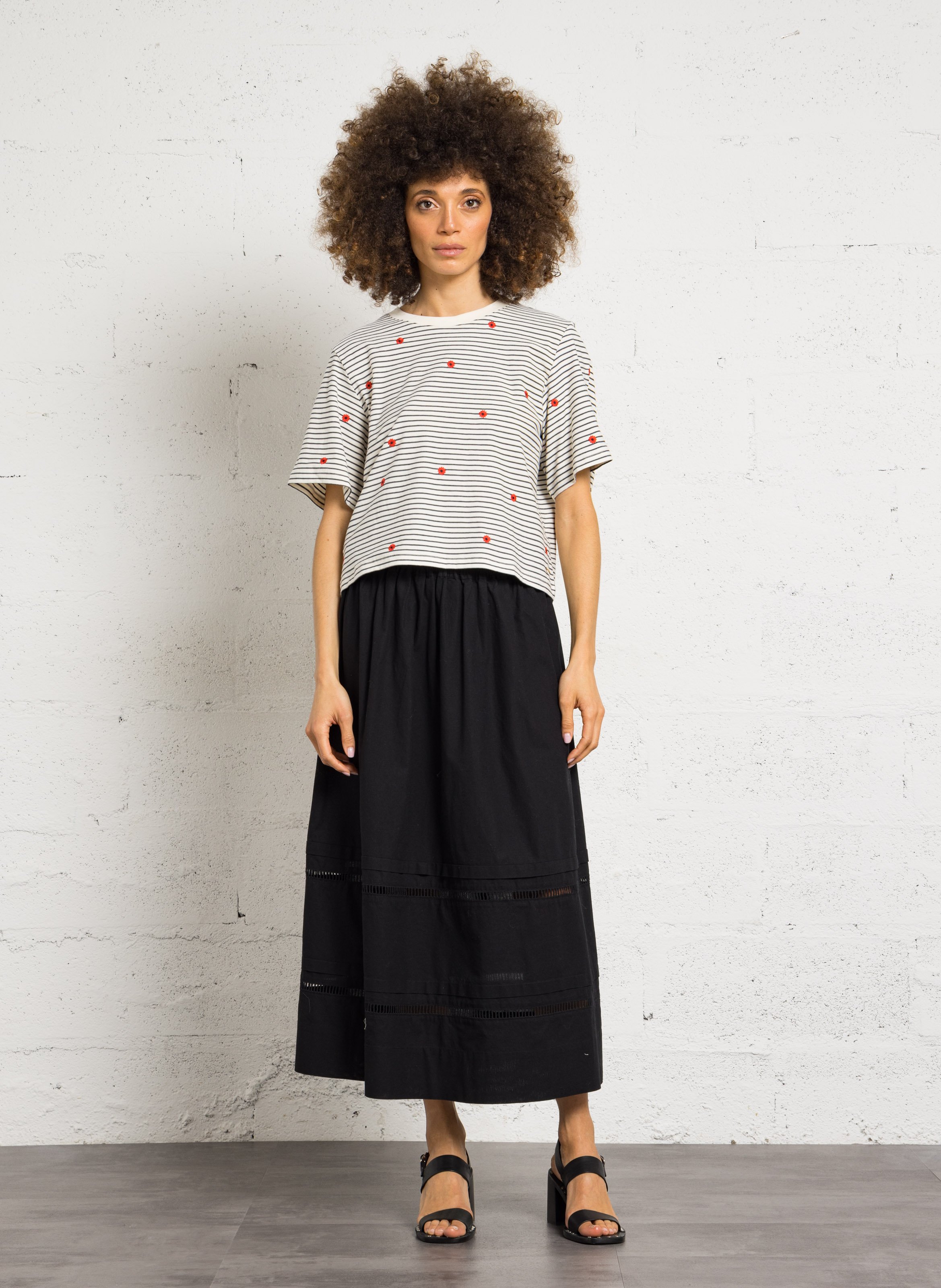 Tee-shirt oversize col rond en coton DES PETITS HAUTS Multicolore