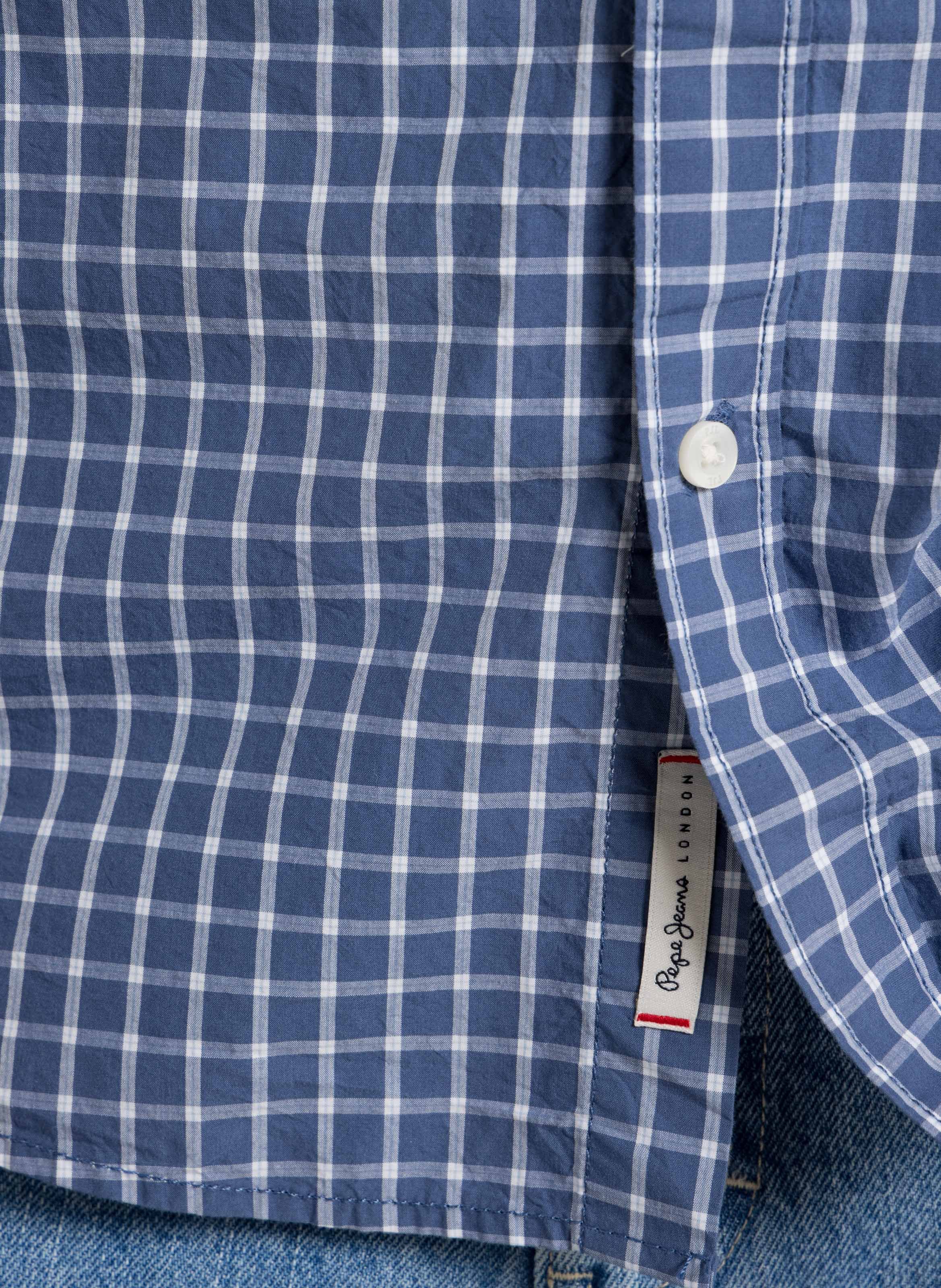 Regular-fit checked cotton shirt with classic collar PEPE JEANS Blue