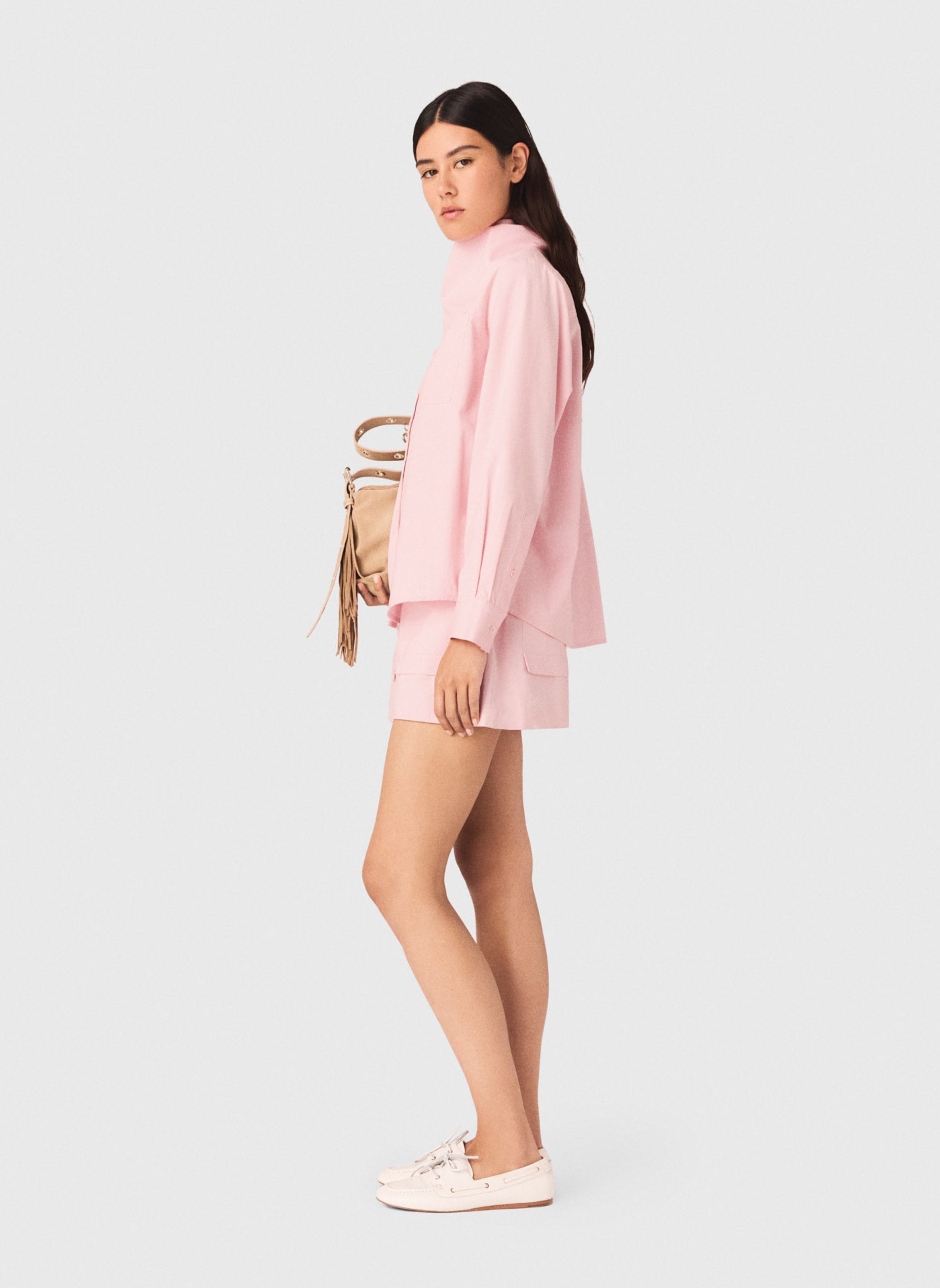 Chemise oversize col classique en coton MAJE Rose