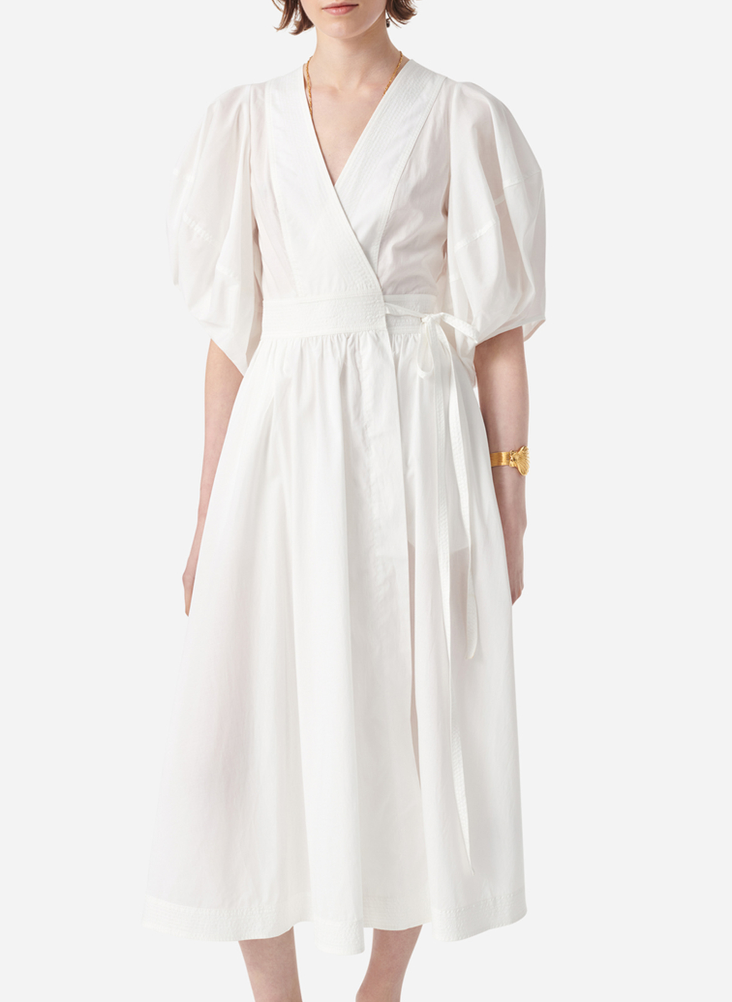 Lange jurk met V-hals VANESSA BRUNO Wit