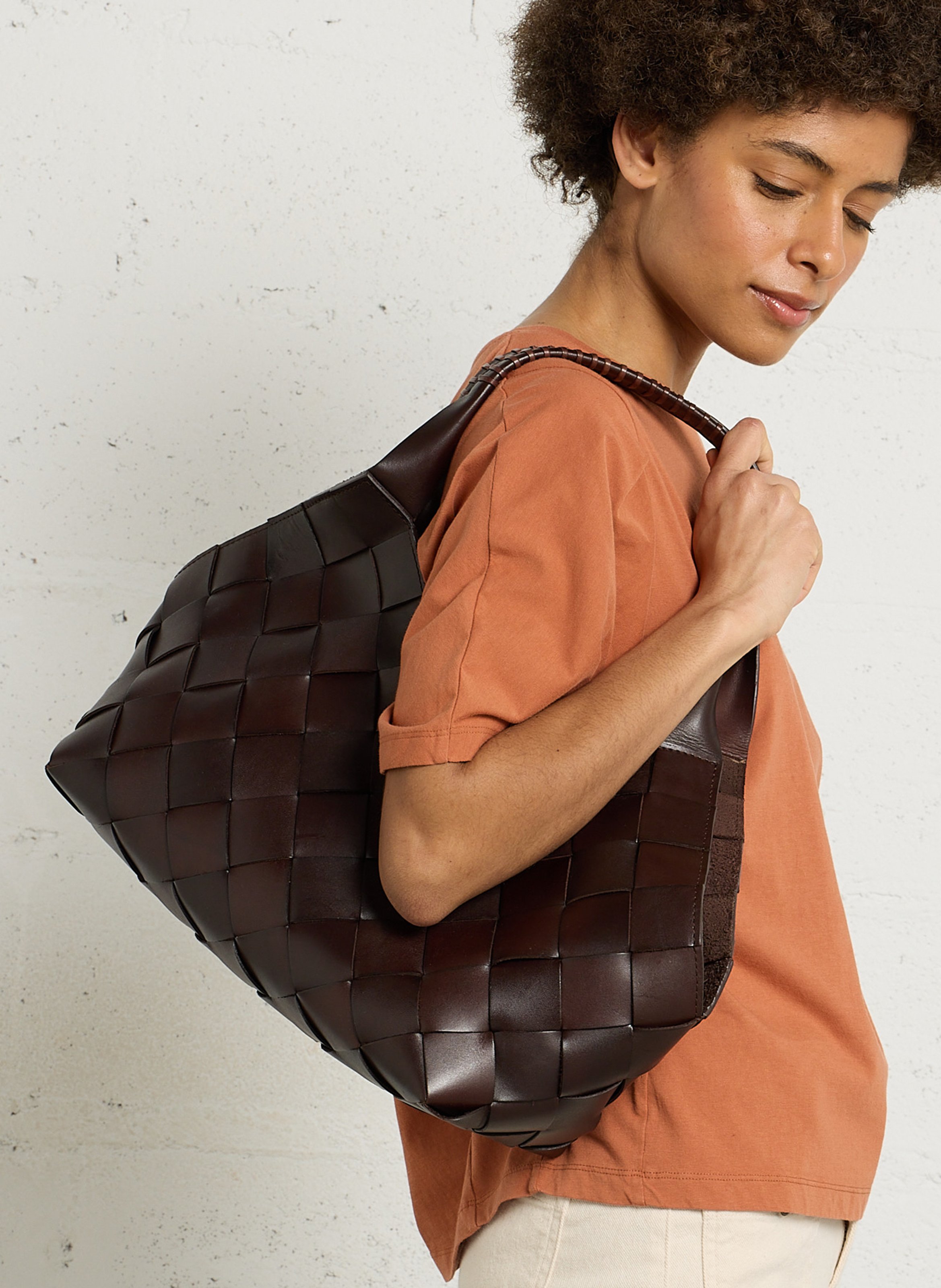 Sac à main en cuir DRAGON DIFFUSION Marron